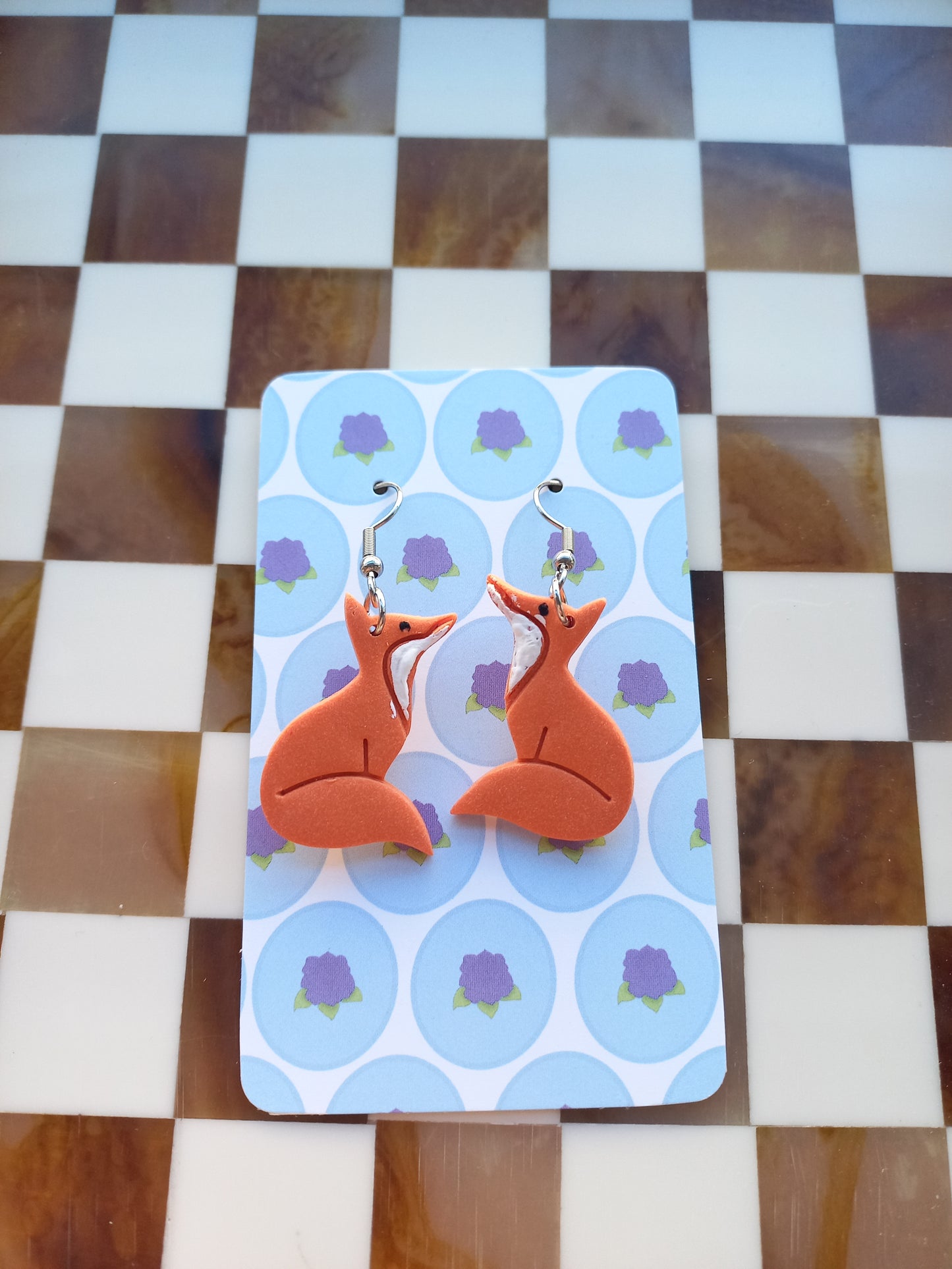 Orange Fox Earrings