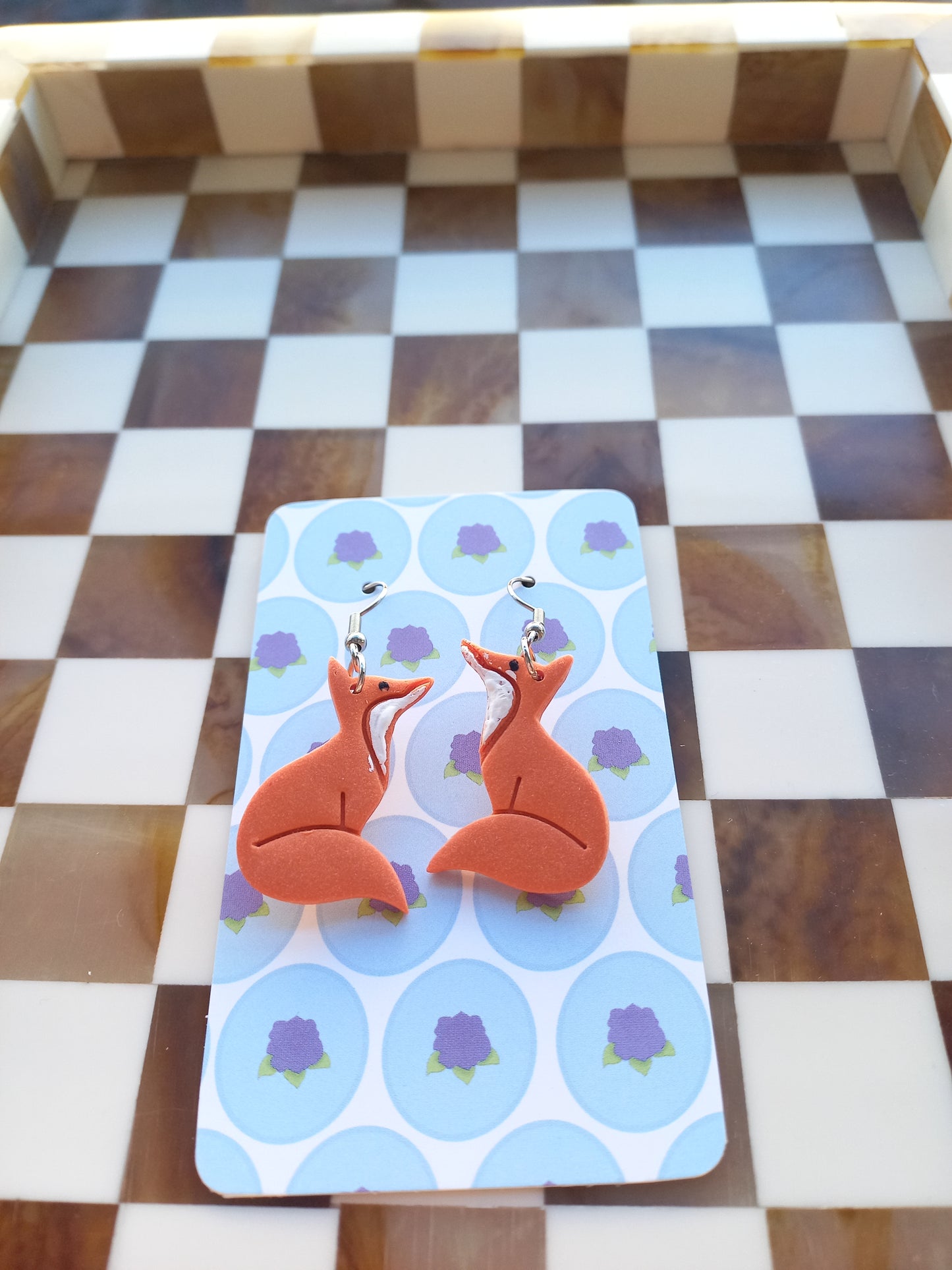 Orange Fox Earrings