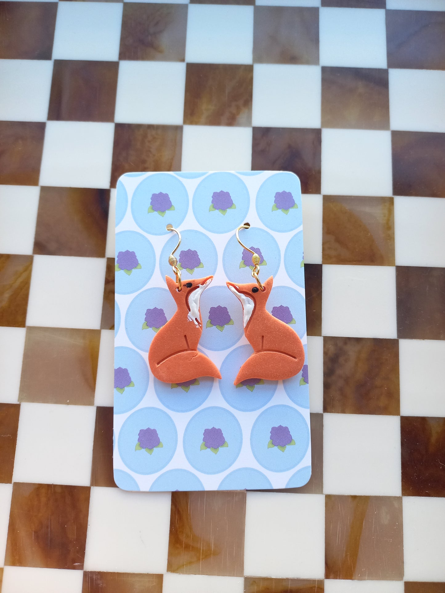 Orange Fox Earrings