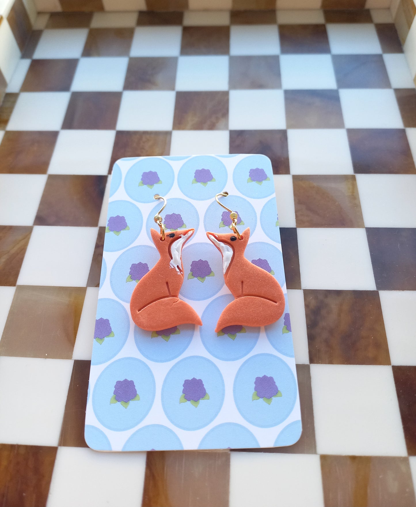 Orange Fox Earrings