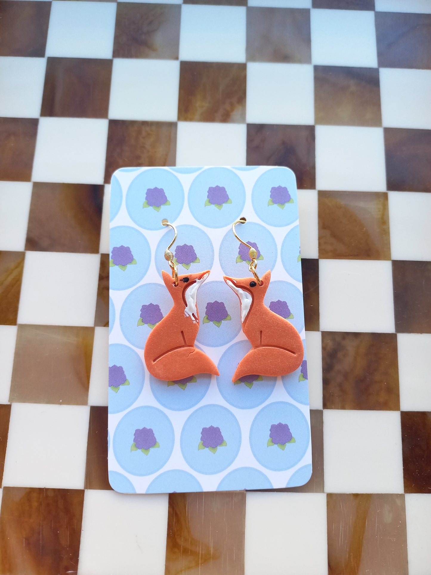 Orange Fox Earrings