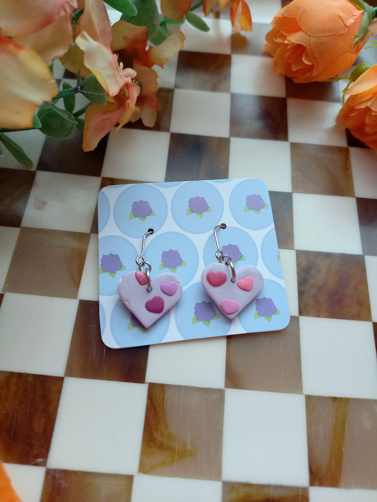 Lilac Heart Earrings