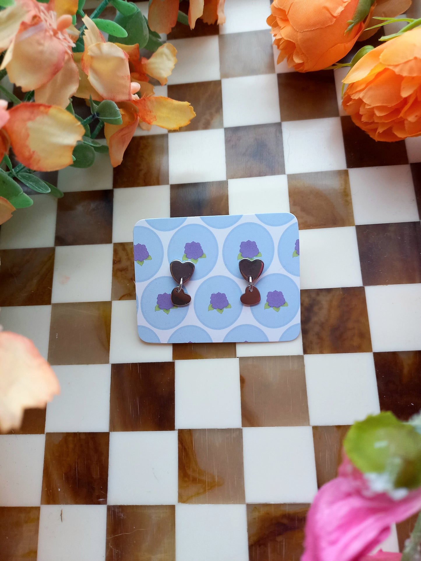 Silver Heart Stud Earrings