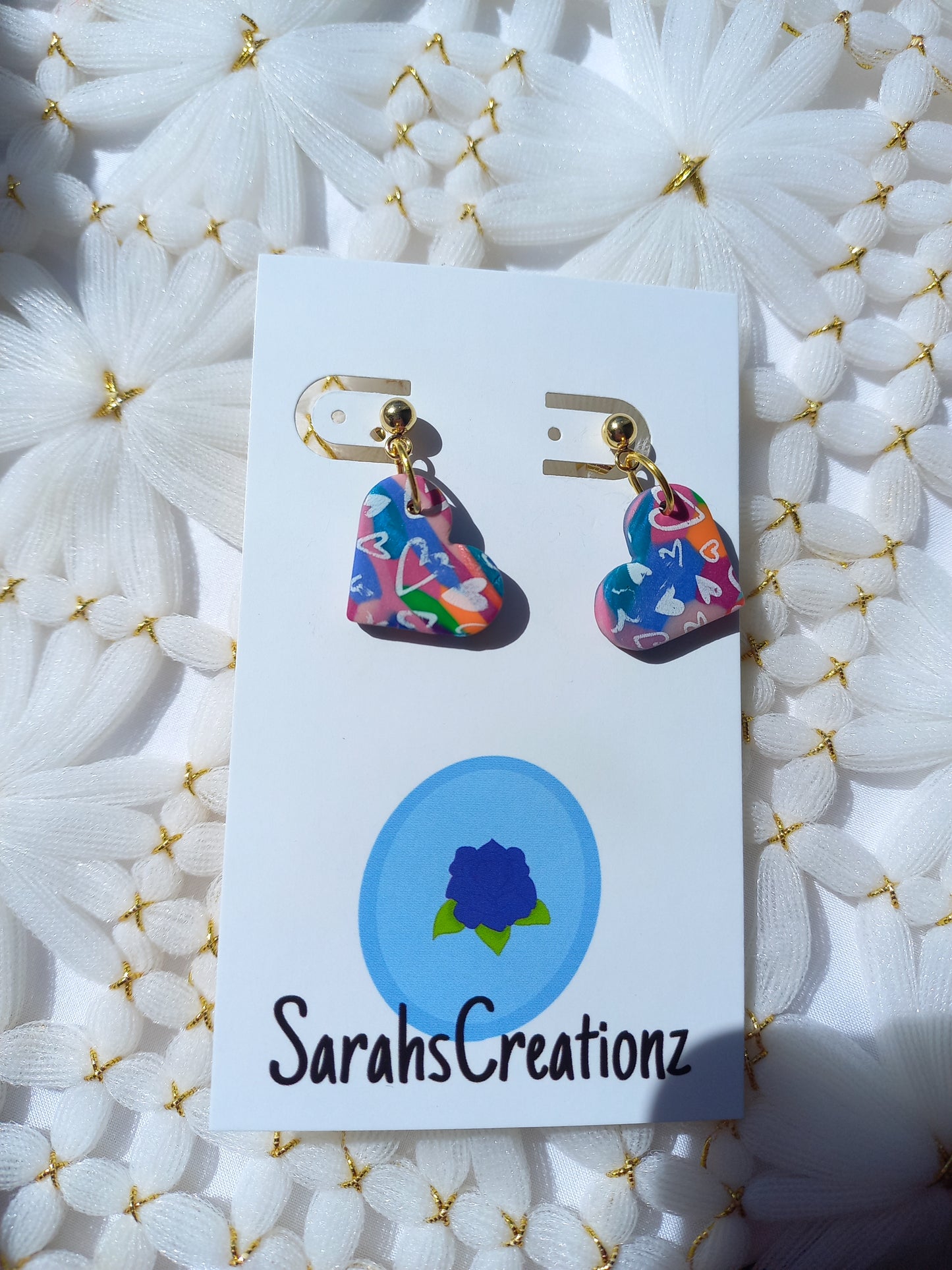 Ball stud Multi-coloured heart earrings | Love Collection
