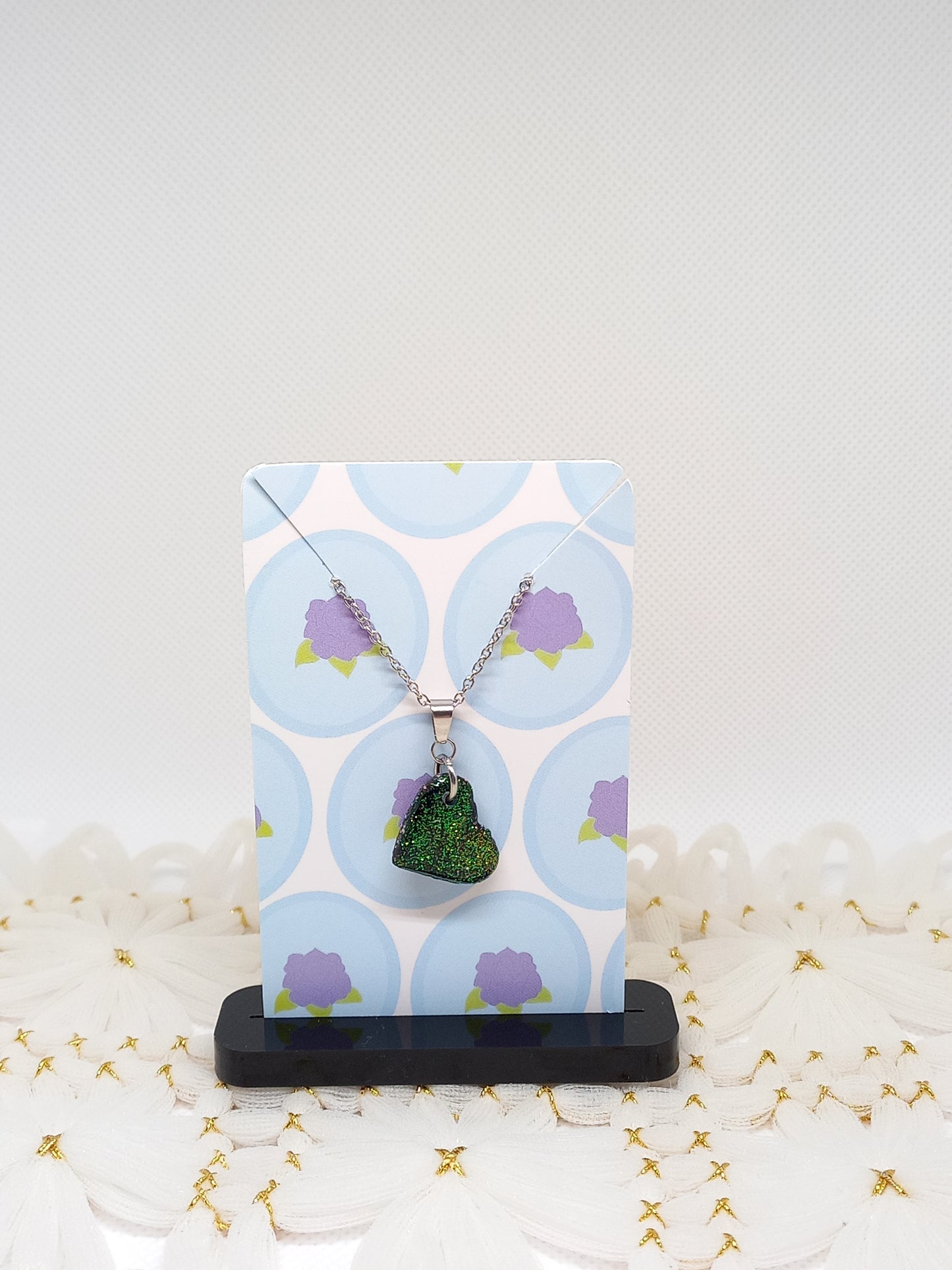 Green Glittery Heart Necklace | Sparkles Collection