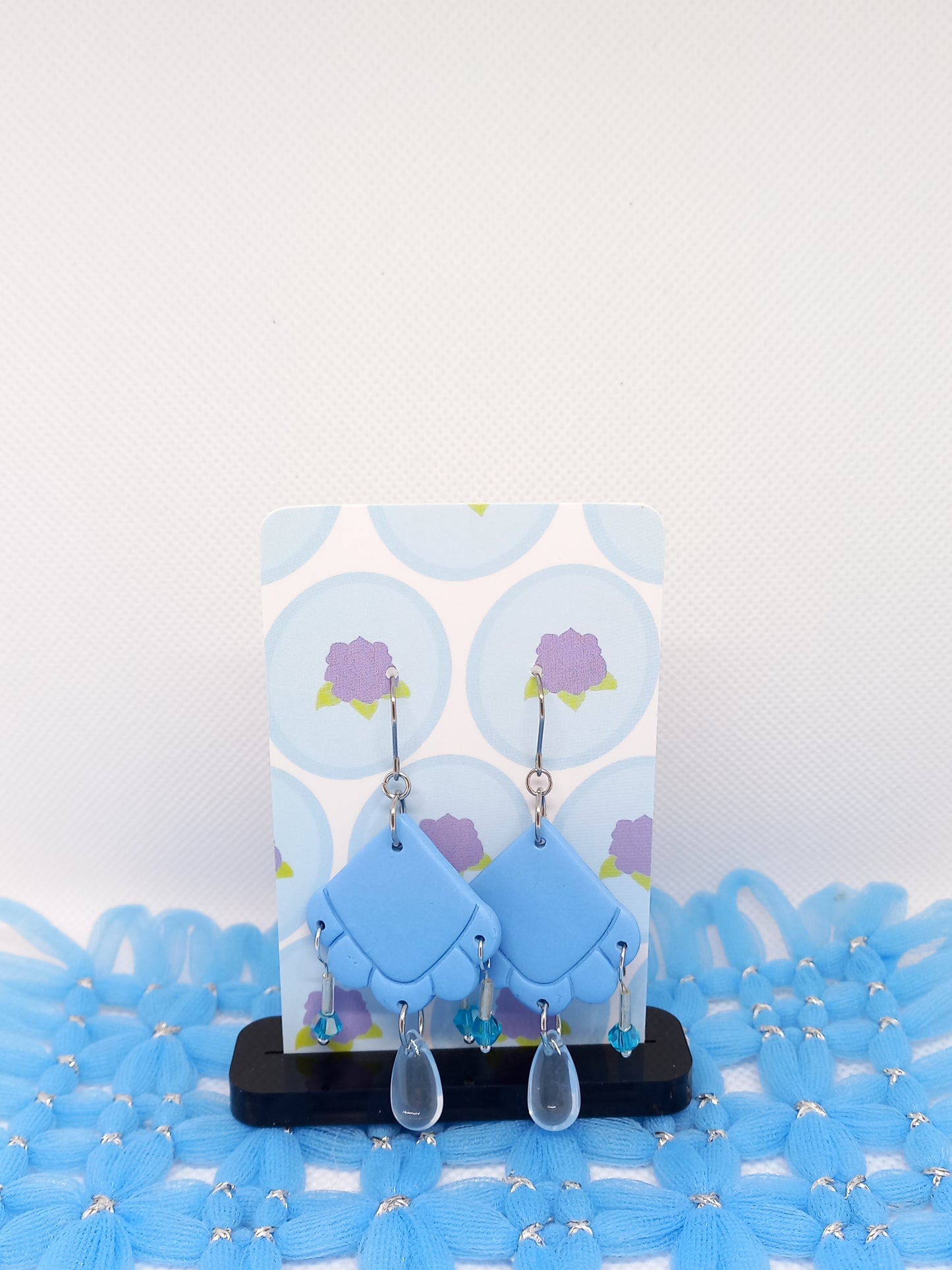 Blue Embossed Teardrop Earrings | Embossed Collection