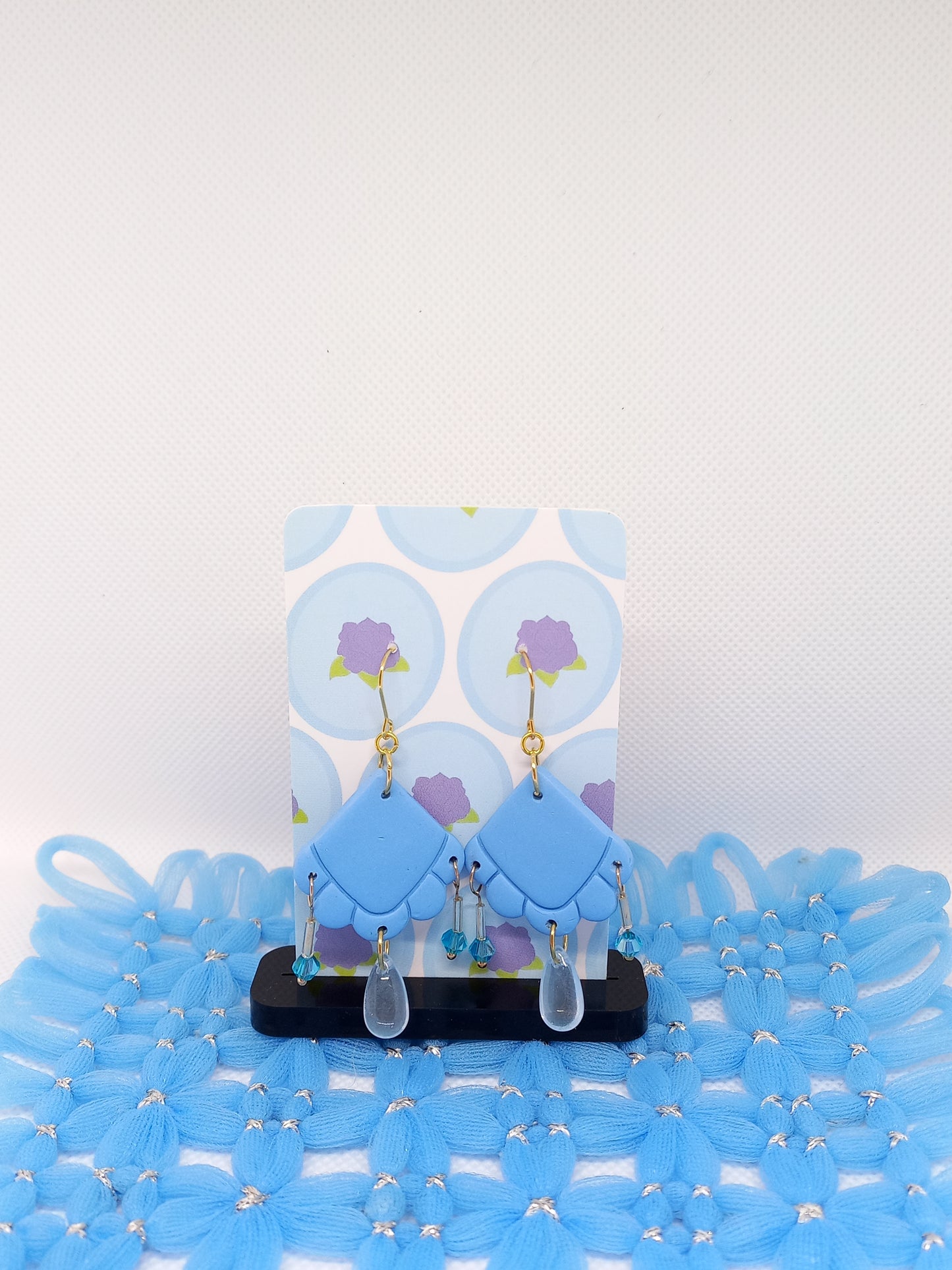 Blue Embossed Teardrop Earrings | Embossed Collection