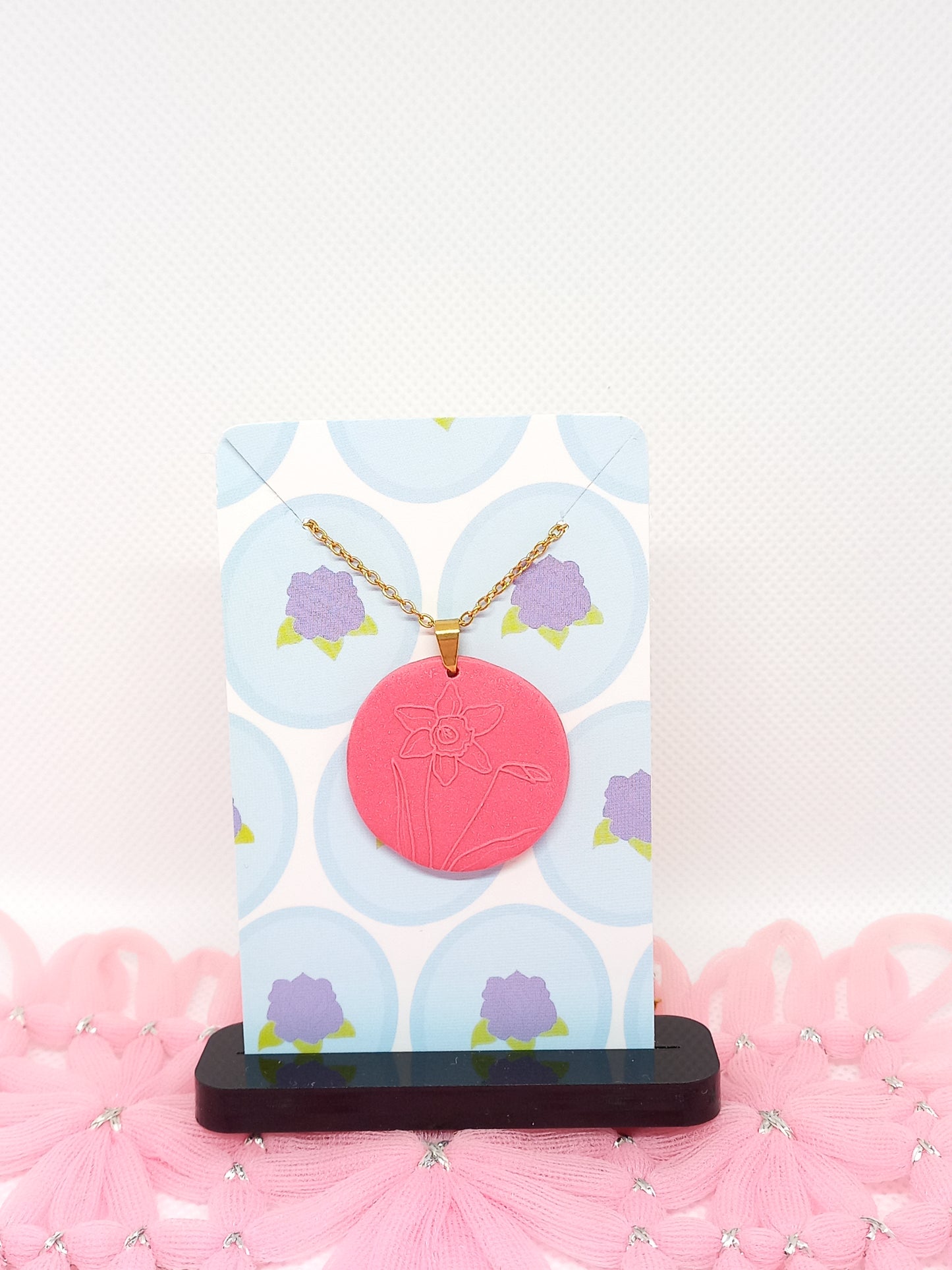 Pink Circle Daffodil Necklace | Daffodil Collection