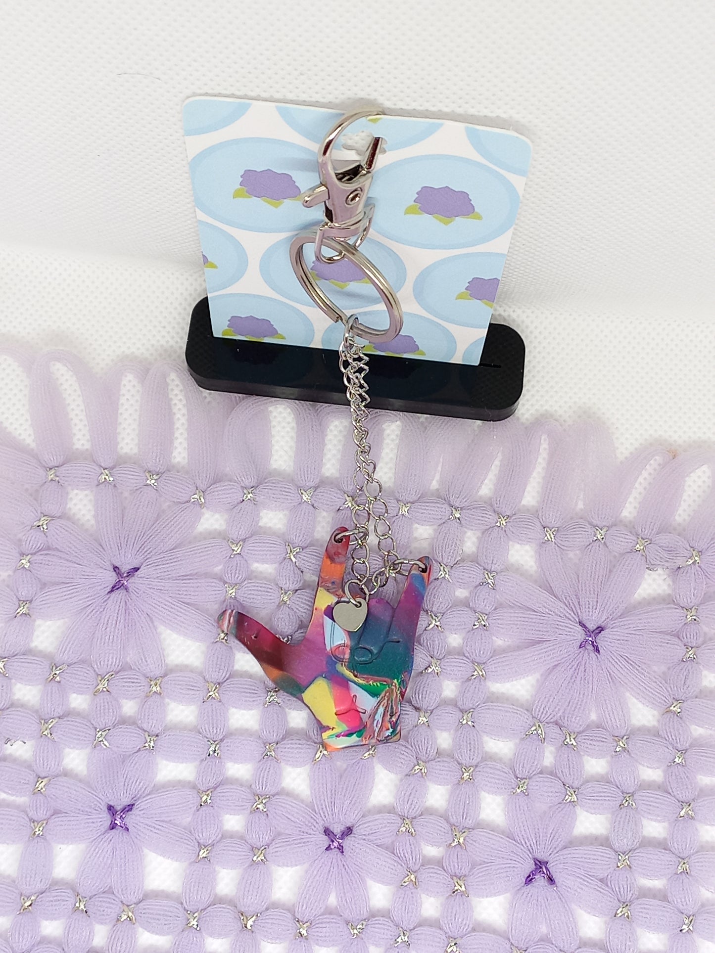 Multi Coloured I Love You Sign Language Keyring | Deaf Awareness