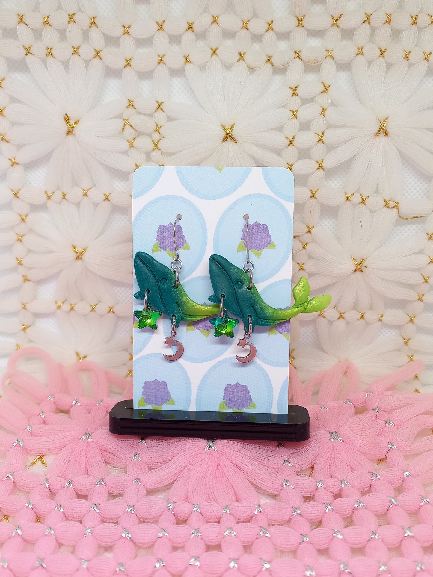 Green Ombré Whale Earrings | Sea Critters