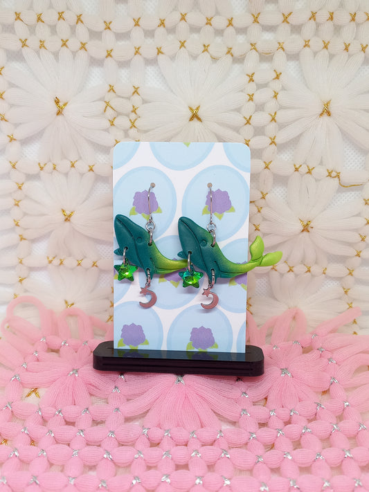 Green Ombré Whale Earrings | Sea Critters