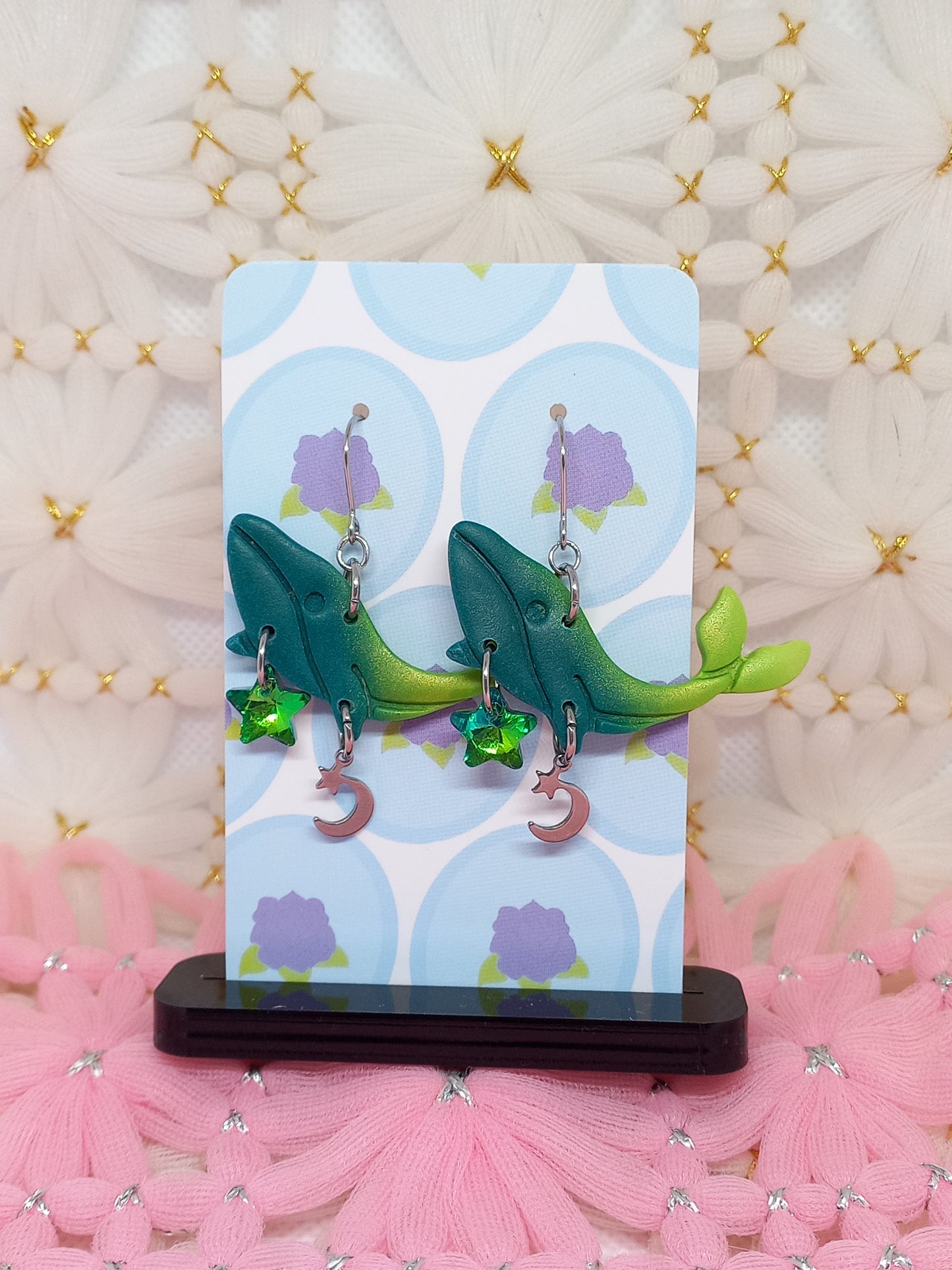 Green Ombré Whale Earrings | Sea Critters