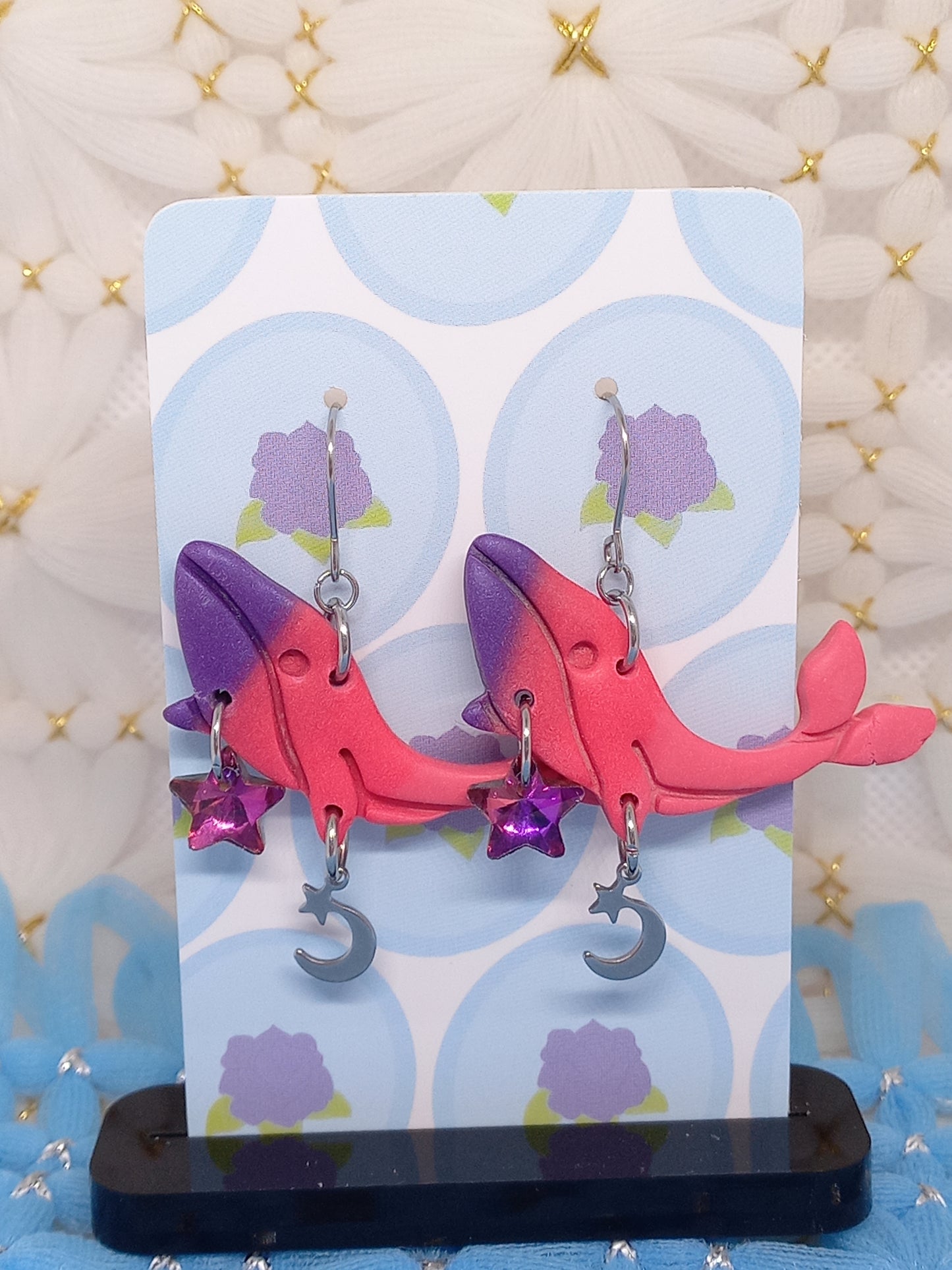 Purple & Pink Ombré Whale Earrings | Sea Critters