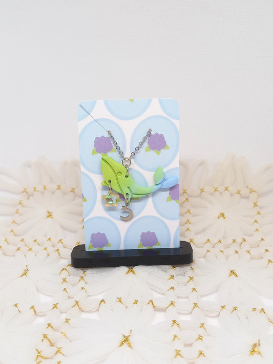 Green & Light Blue Whale Necklace | Sea Critters