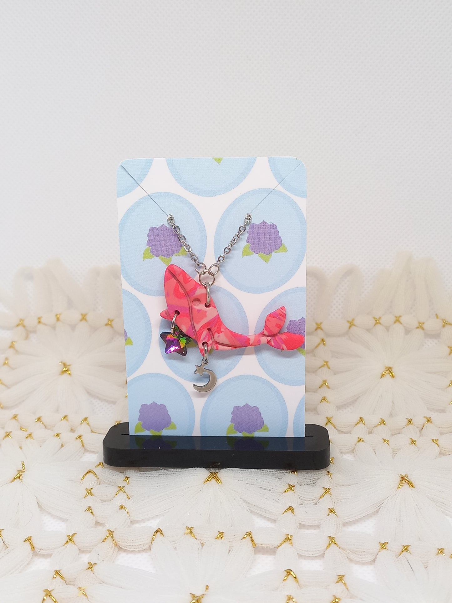 Pink Marbled Whale Necklace | Sea Critters