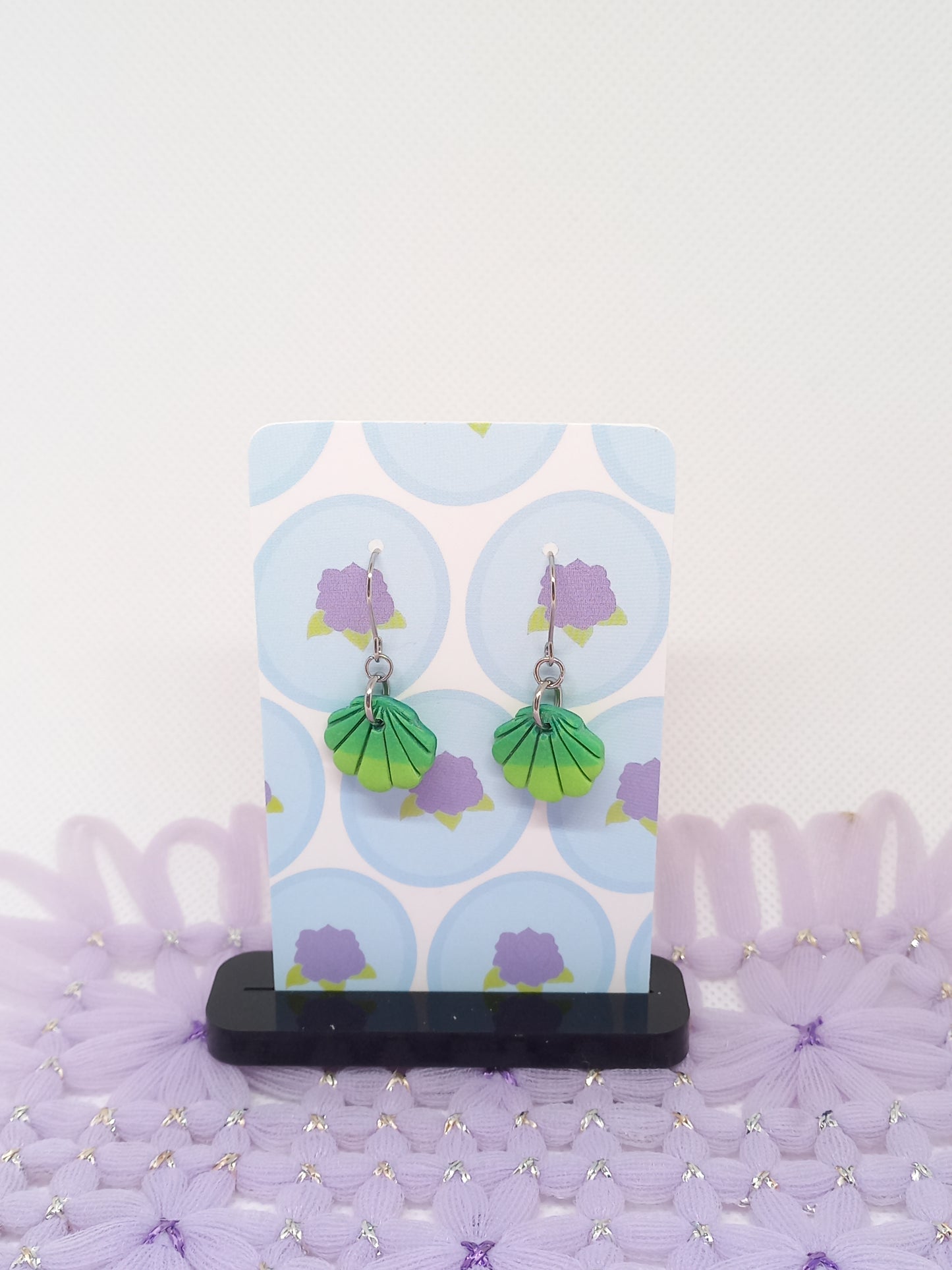 Green Ombré Sea Shell Earrings | Sea Critters