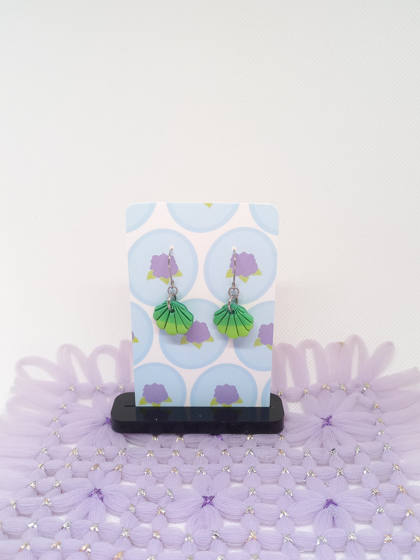 Green Ombré Sea Shell Earrings | Sea Critters