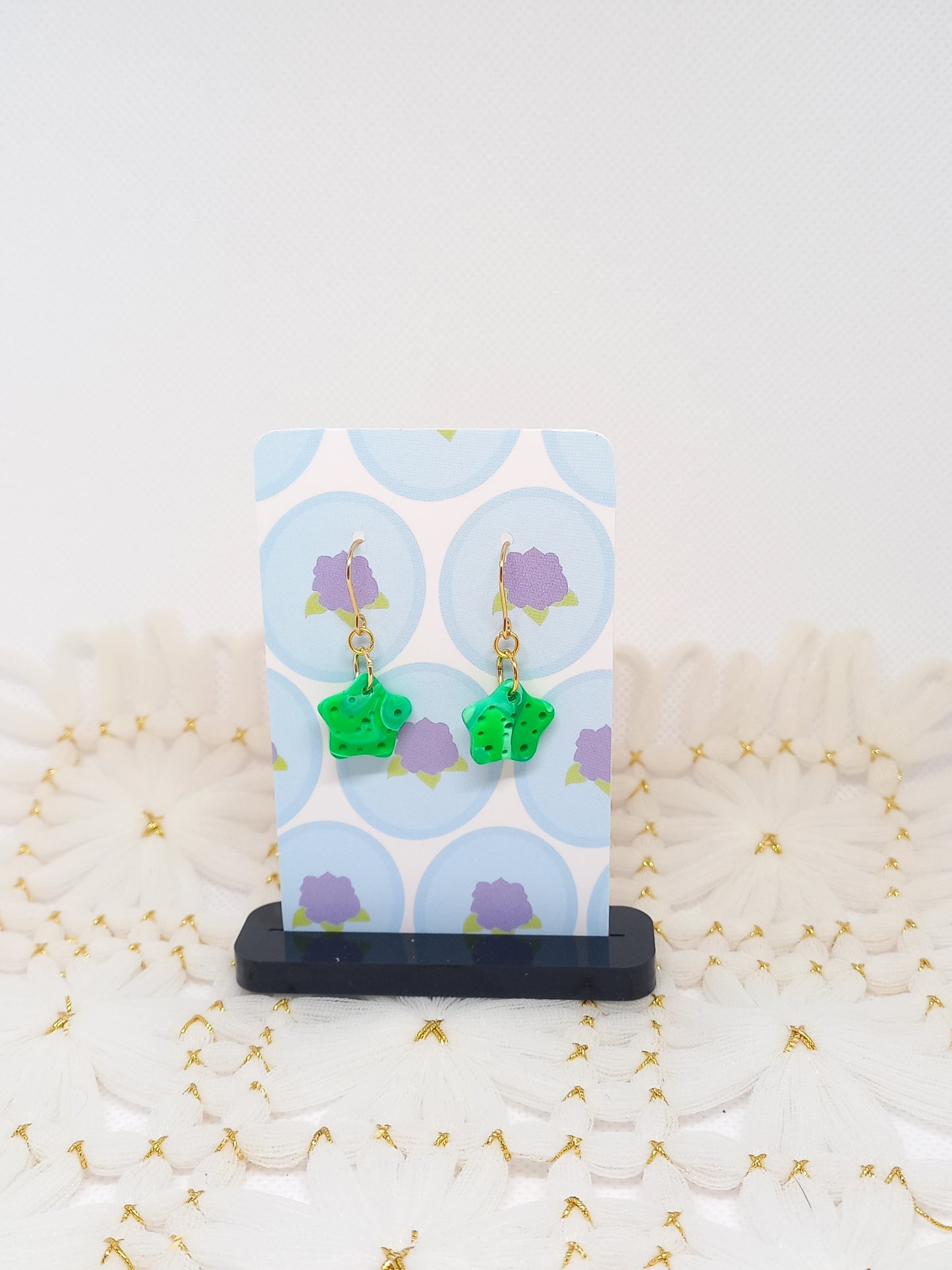 Green Marbled Mini Starfish Earrings | Sea Critters