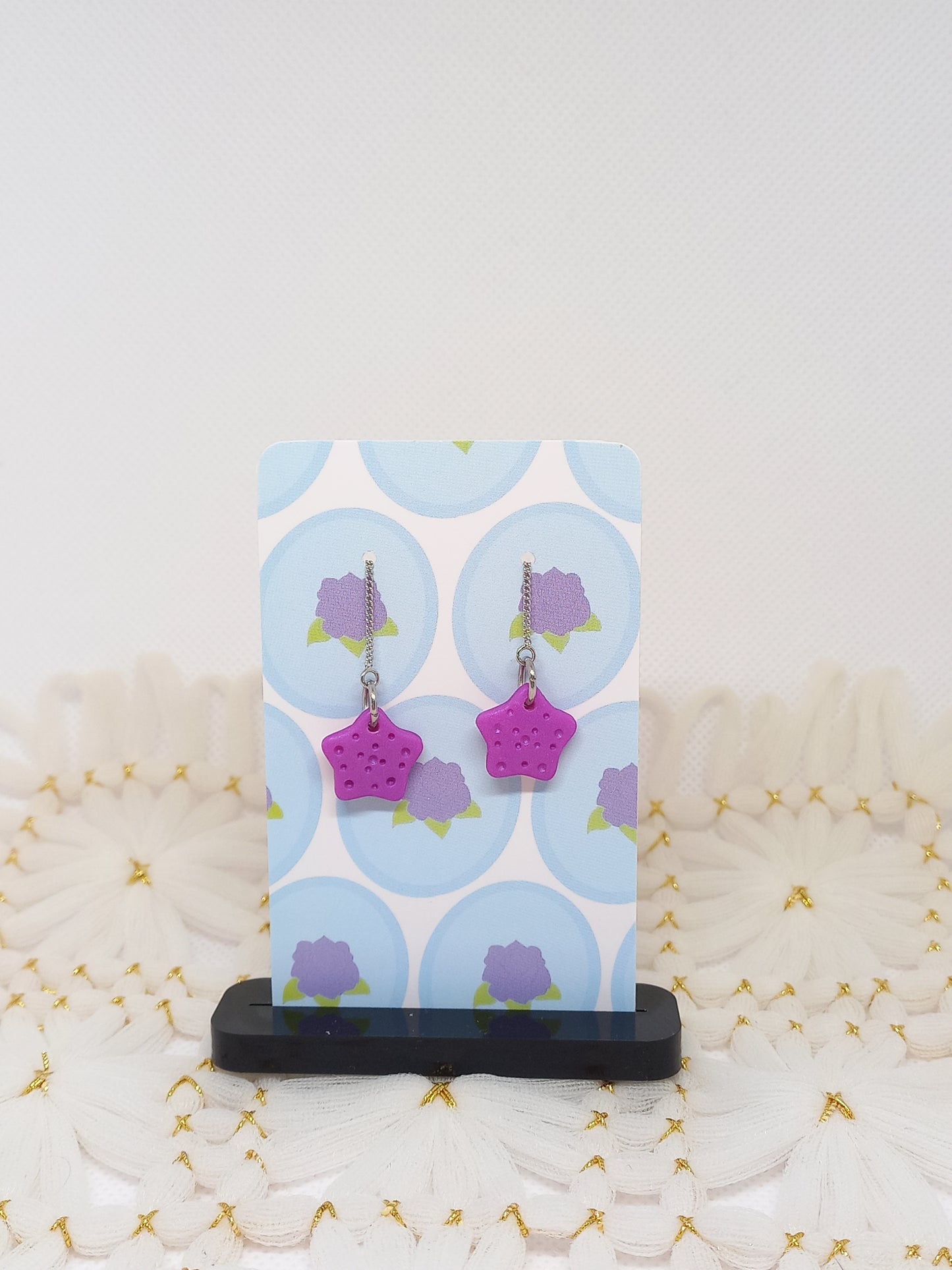 Purple Shimmery Mini Starfish Threader Earrings | Sea Critters