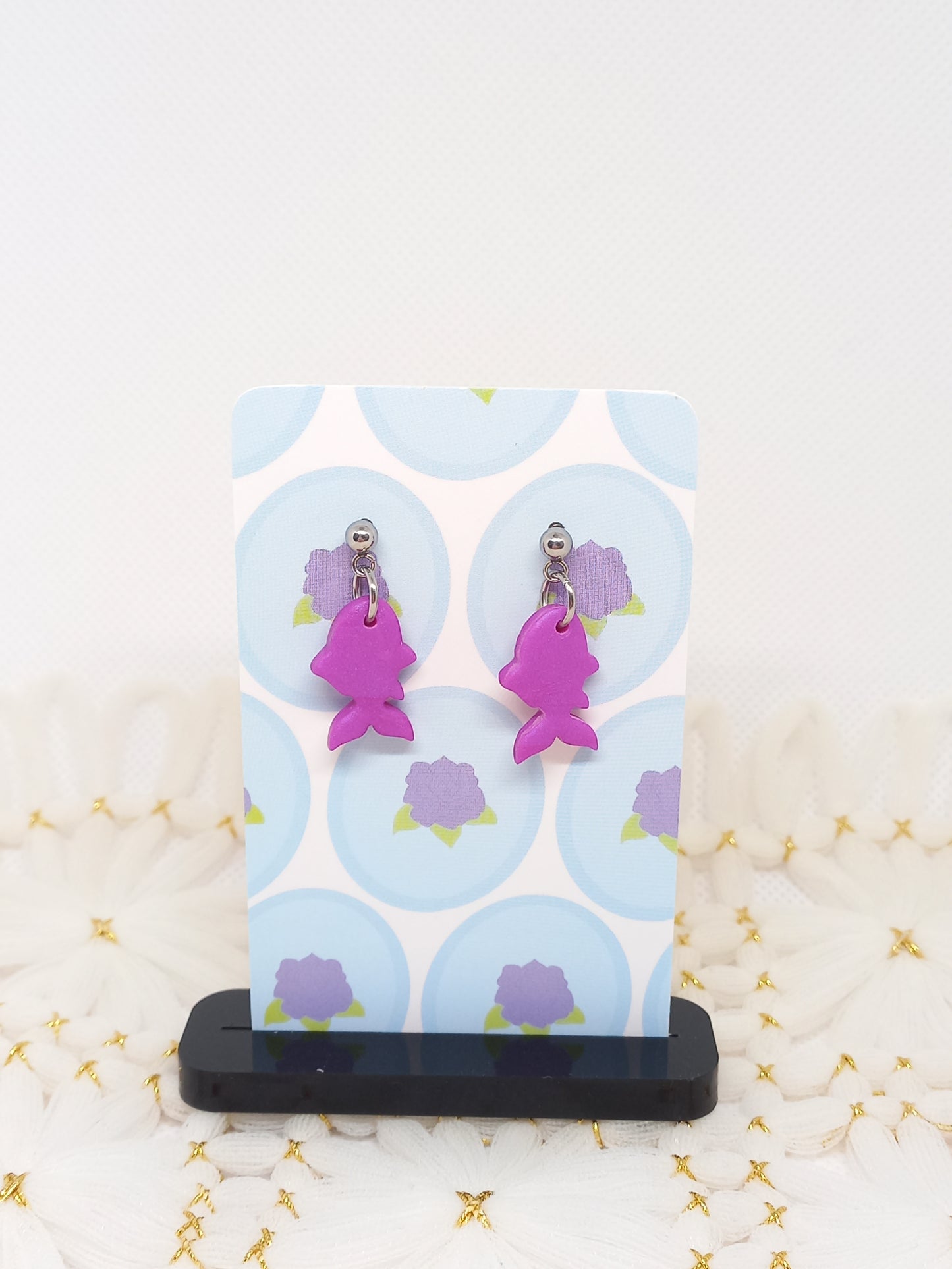 Purple Shimmery Goldfish Earrings | Sea Critters