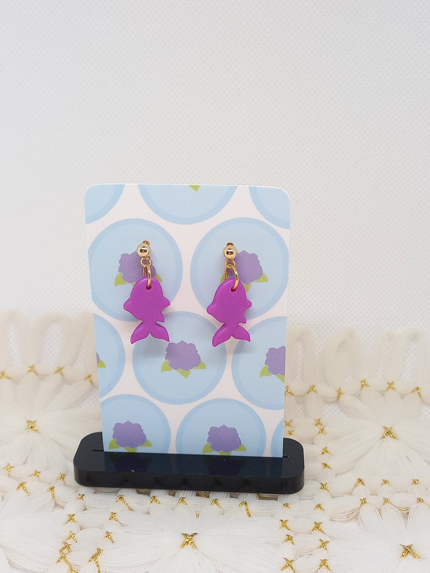 Purple Shimmery Goldfish Earrings | Sea Critters
