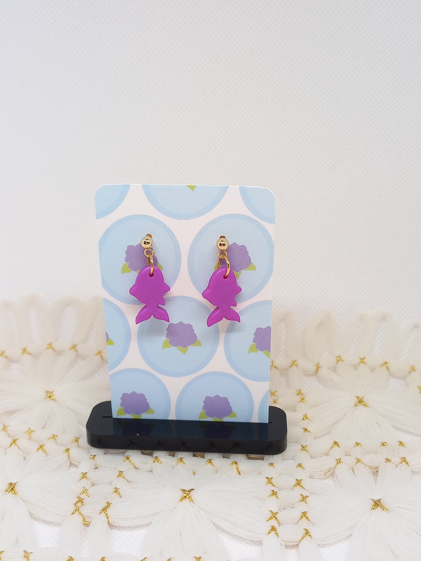 Purple Shimmery Goldfish Earrings | Sea Critters