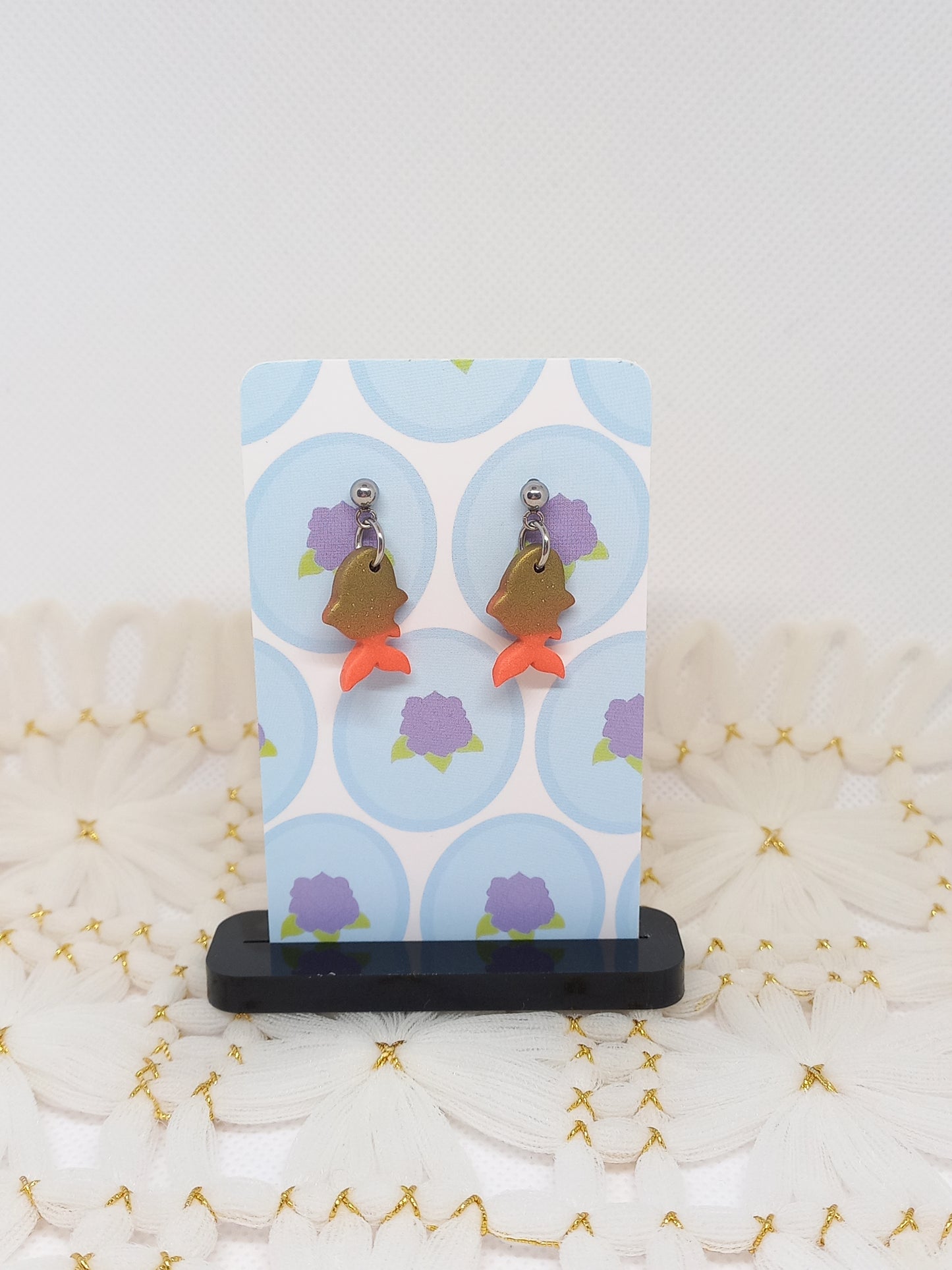 Gold & Orange Ombré Goldfish Earrings | Sea Critters