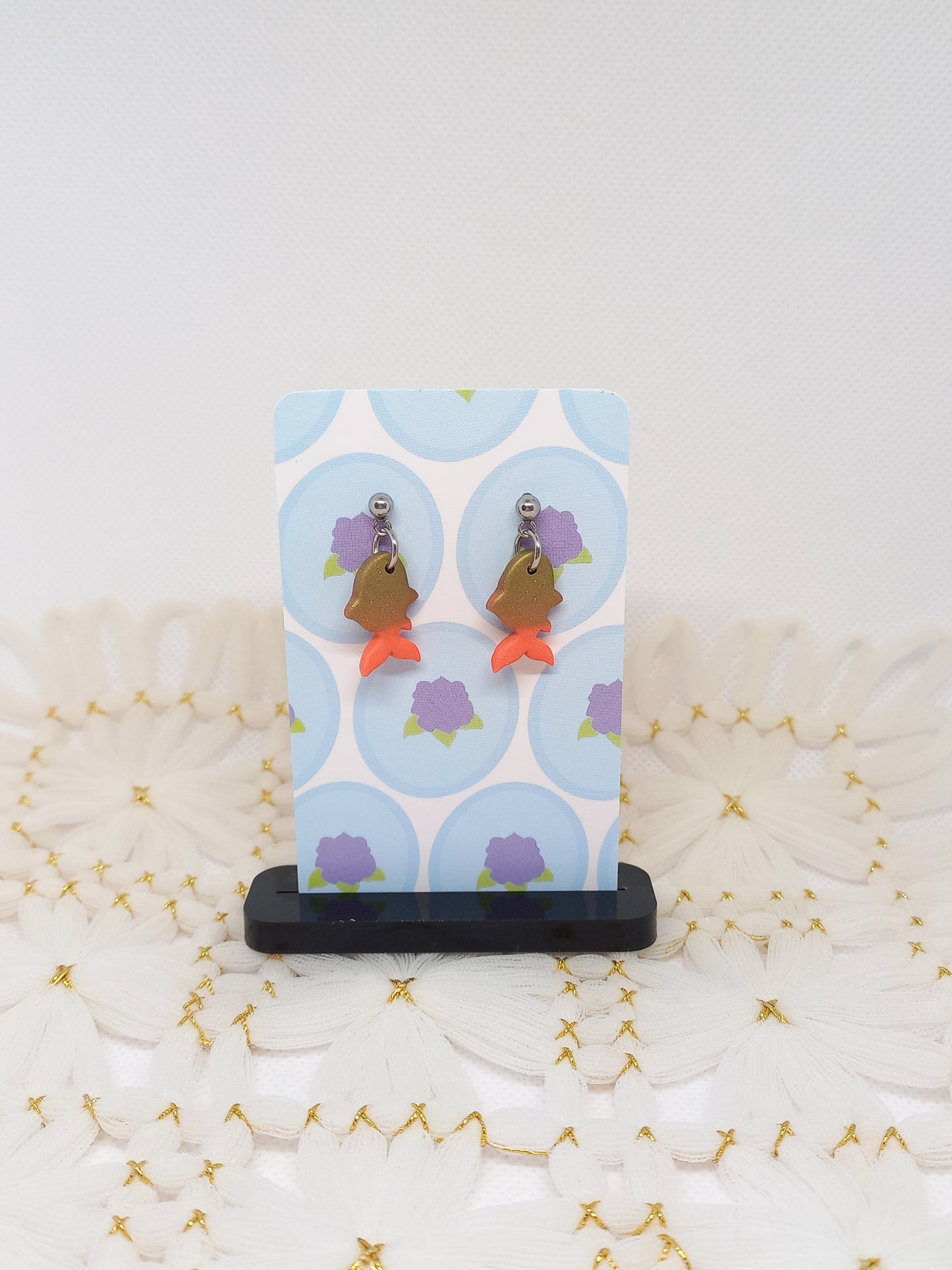 Gold & Orange Ombré Goldfish Earrings | Sea Critters