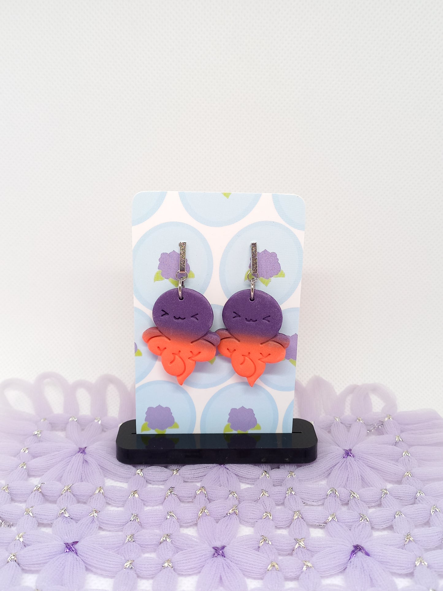 Purple & Orange Happy Octopus Earrings | Sea Critters