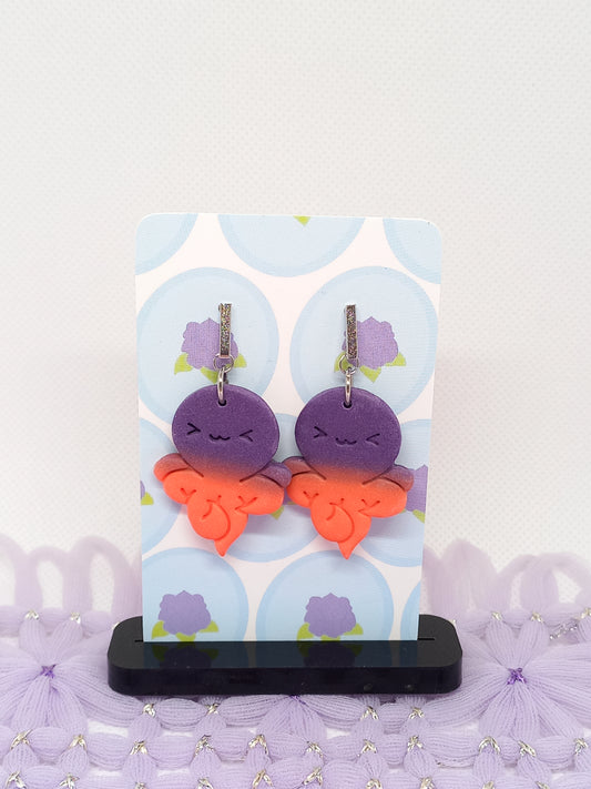 Purple & Orange Happy Octopus Earrings | Sea Critters