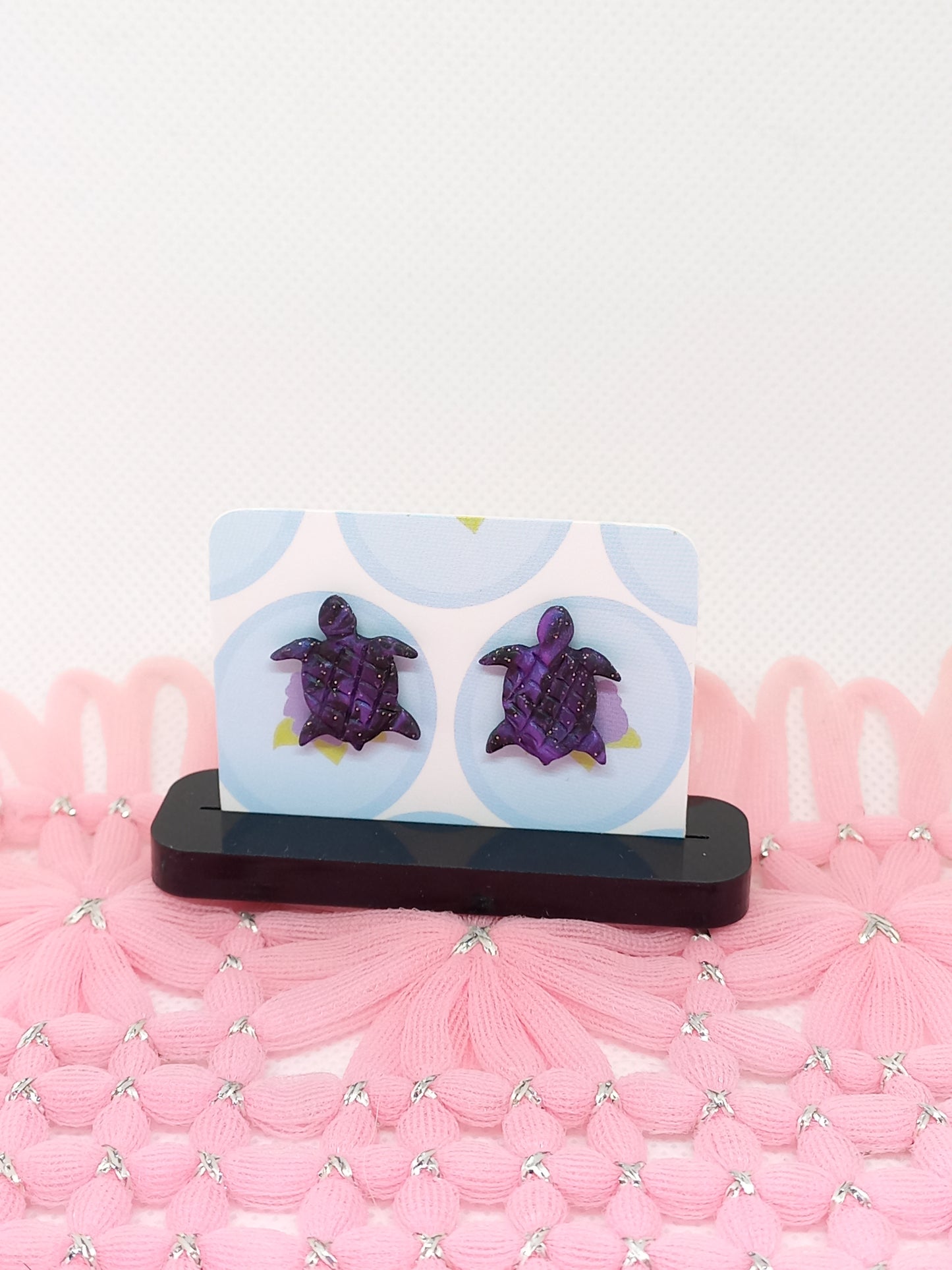 Purple & Black Turtle Studs | Sea Critters