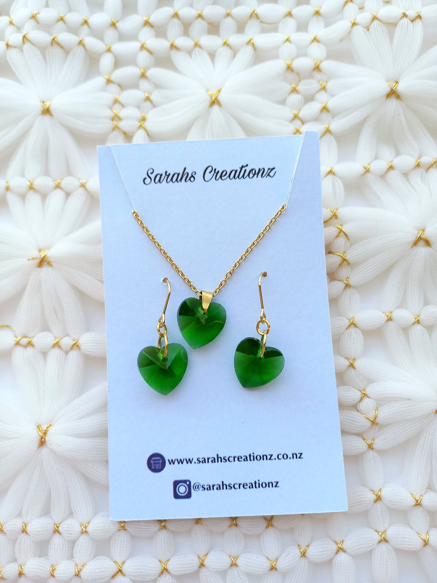 Green Heart Necklace and Earring set