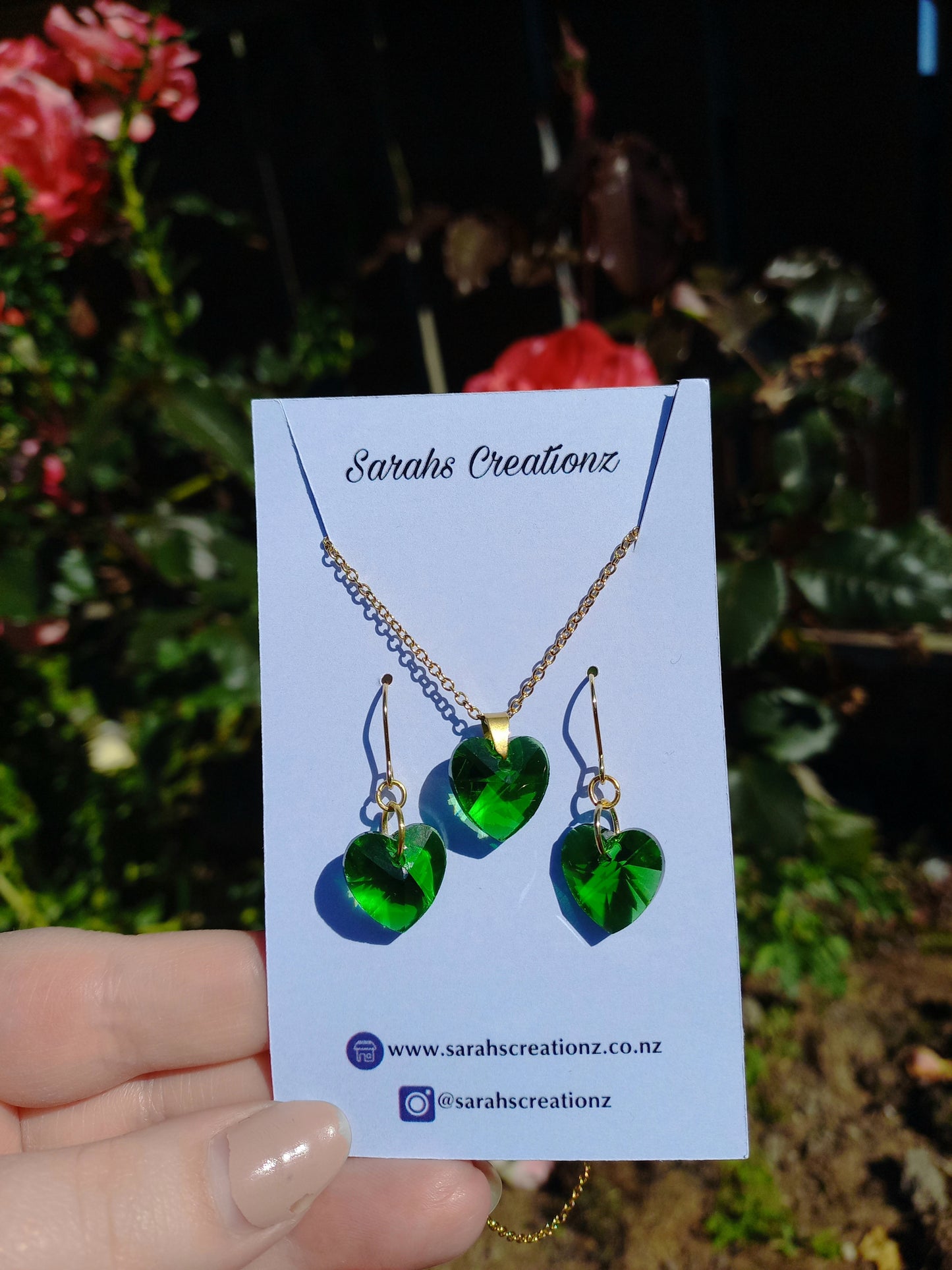 Green Heart Necklace and Earring set