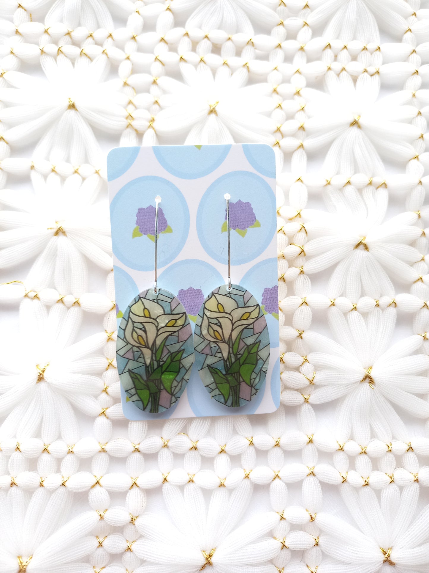 Arum Lily Stained Glass Earrings | Flower Power