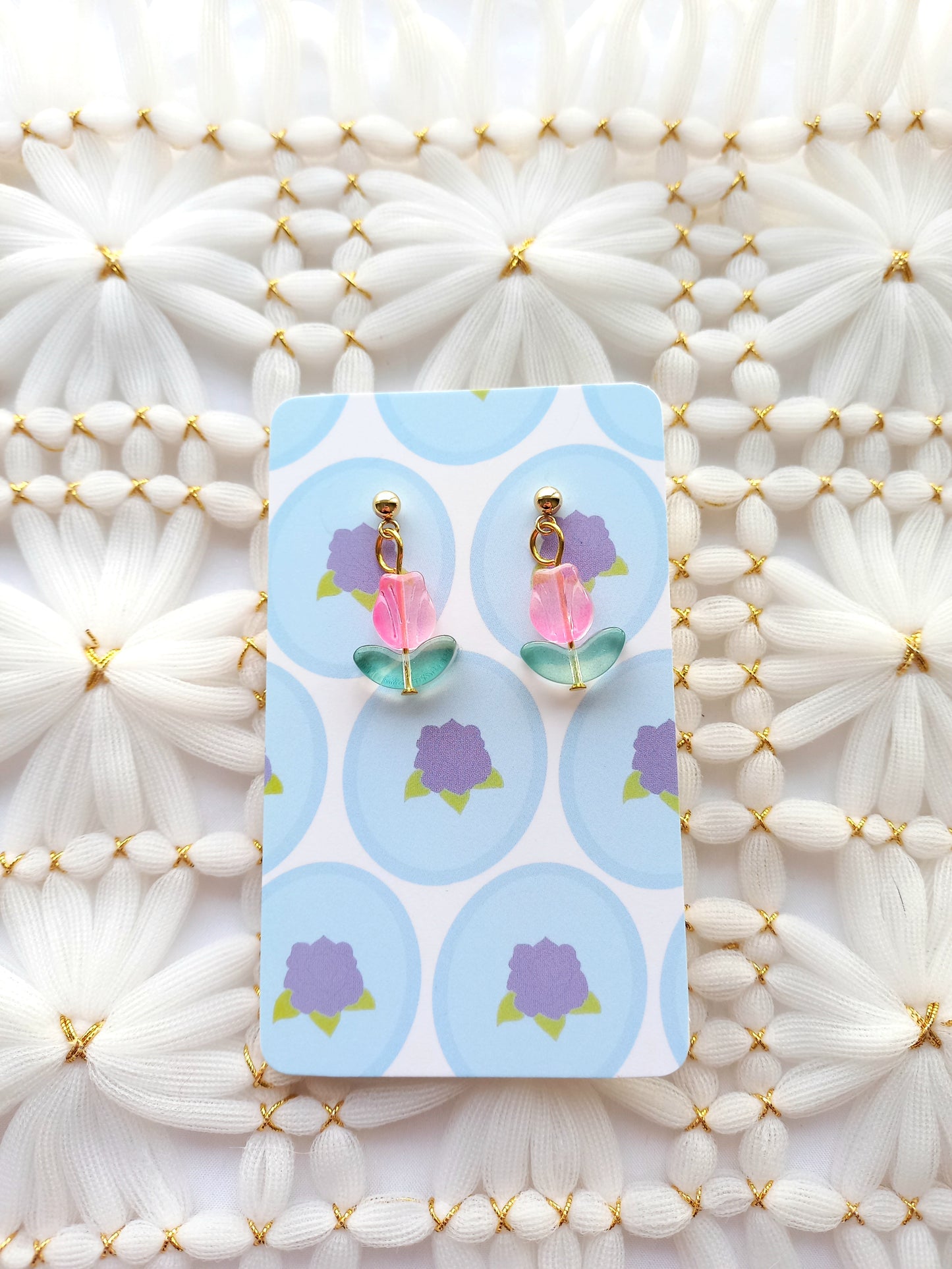 Pink Tulip Ball Stud Earrings | Flower Power