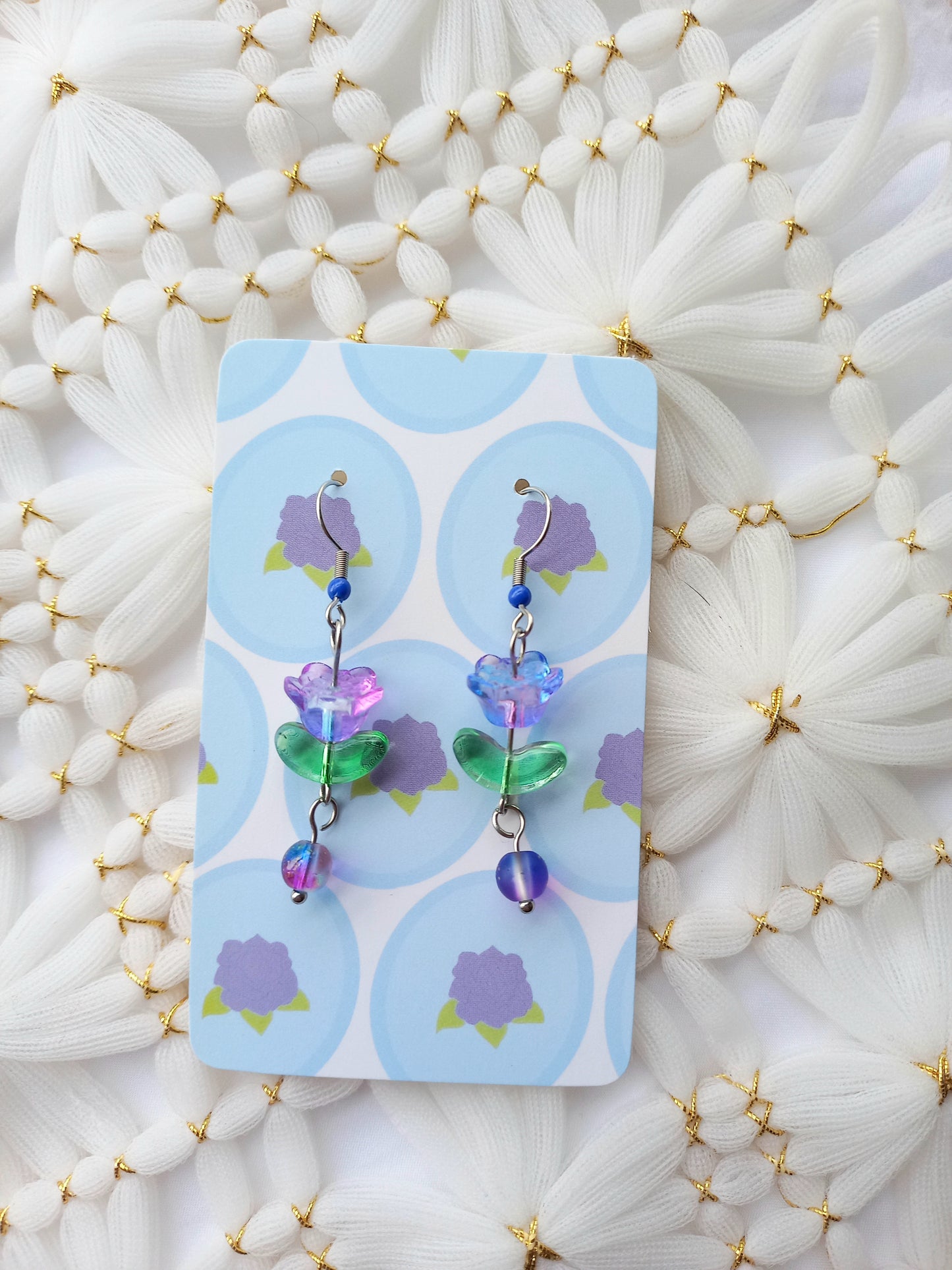 Blue & Purple Flower Drop Earrings | Flower Power