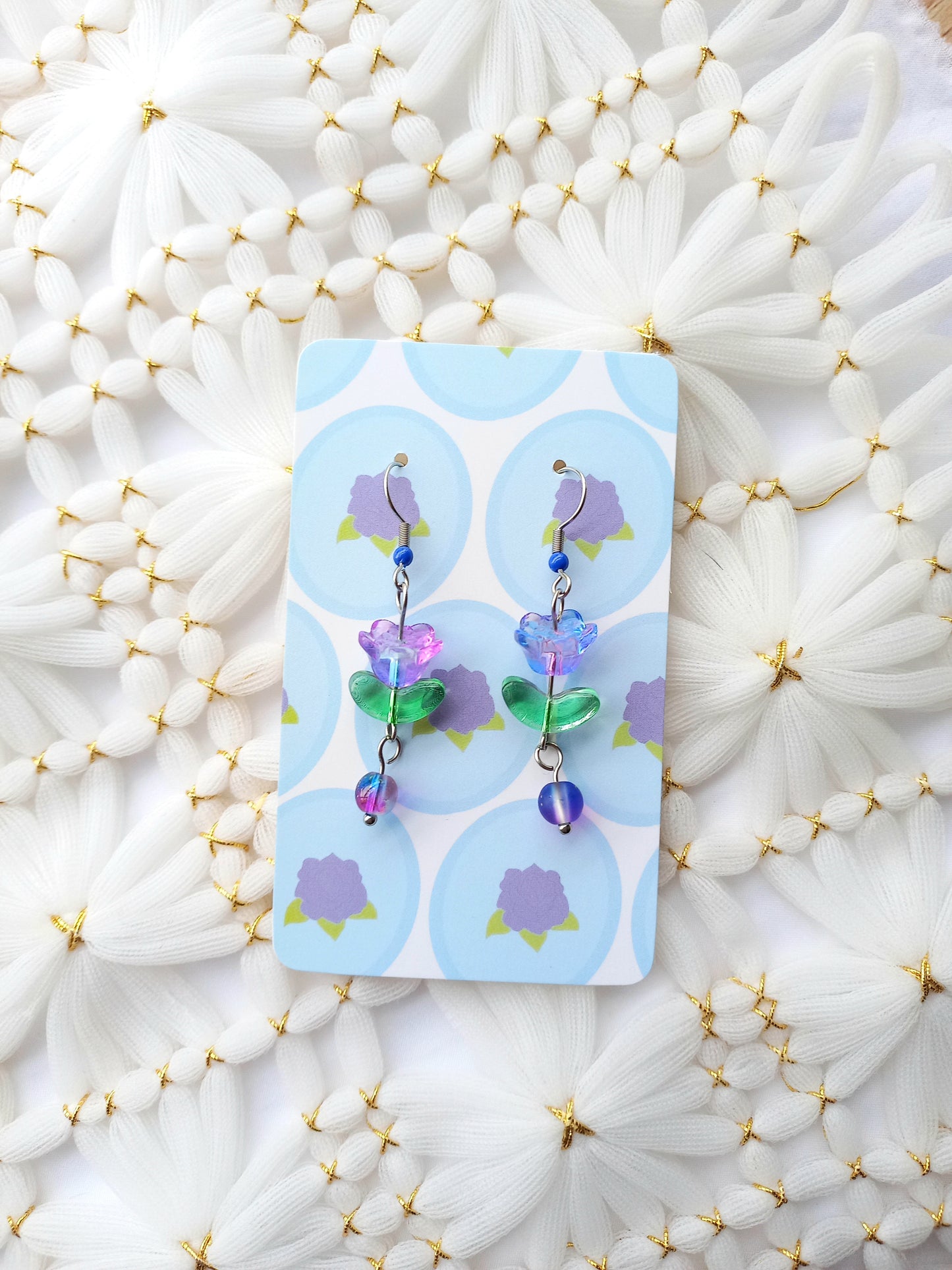 Blue & Purple Flower Drop Earrings | Flower Power