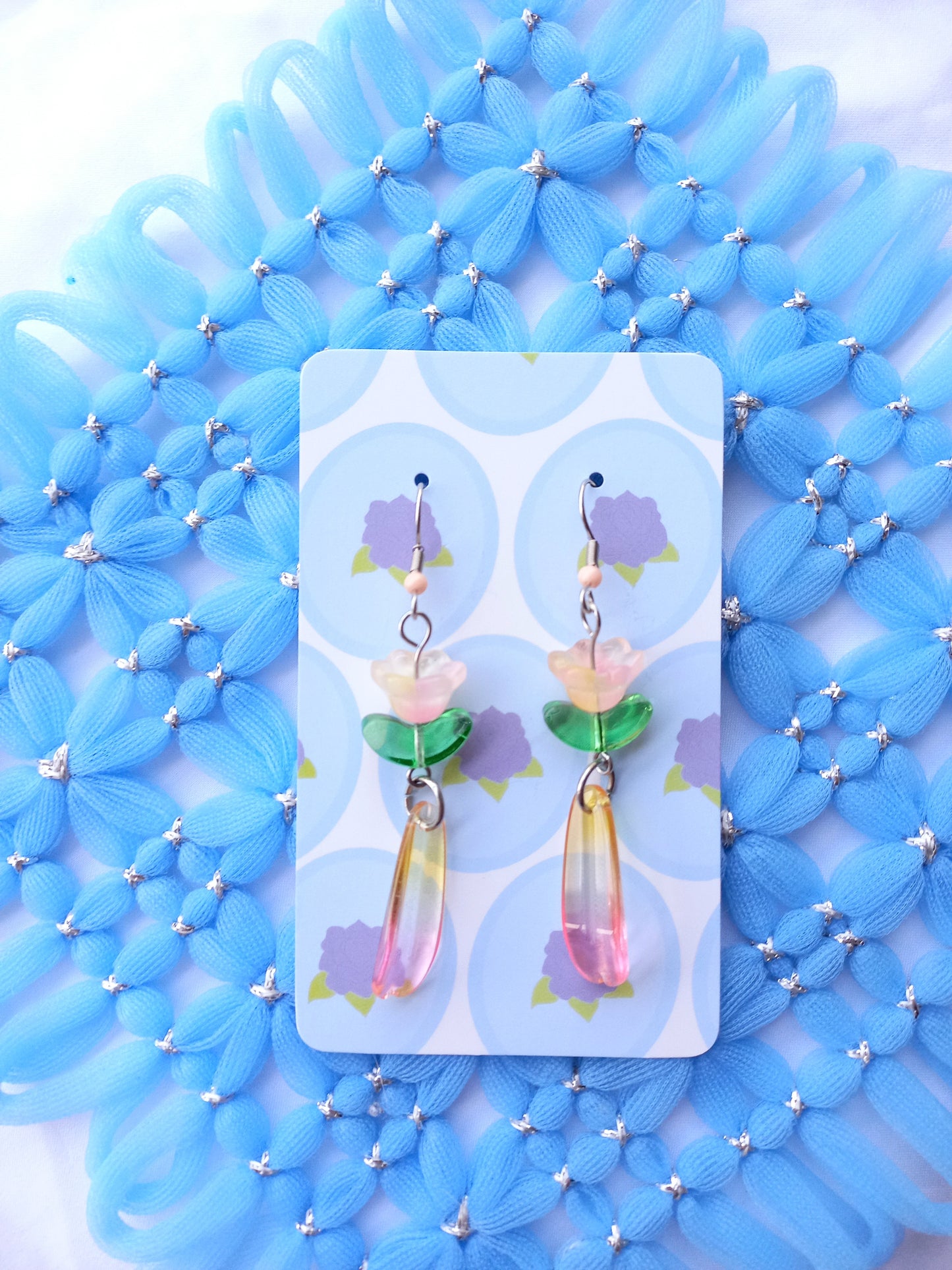 Pink & Yellow Flower Petal Drop Earrings | Flower Power