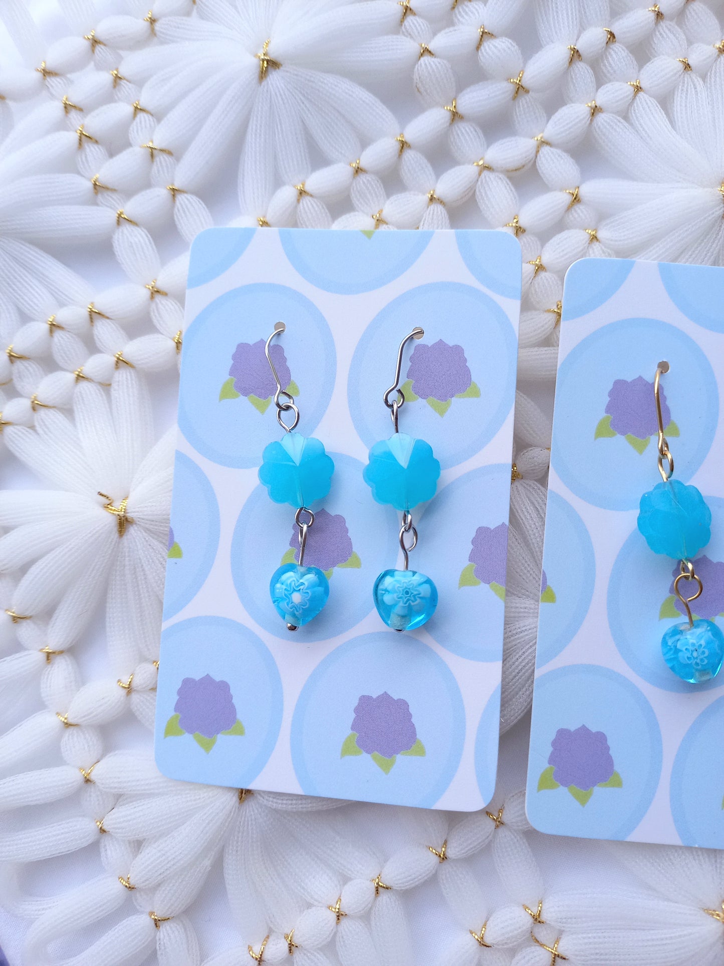 Blue Ruffle Flower Earrings | Flower Power