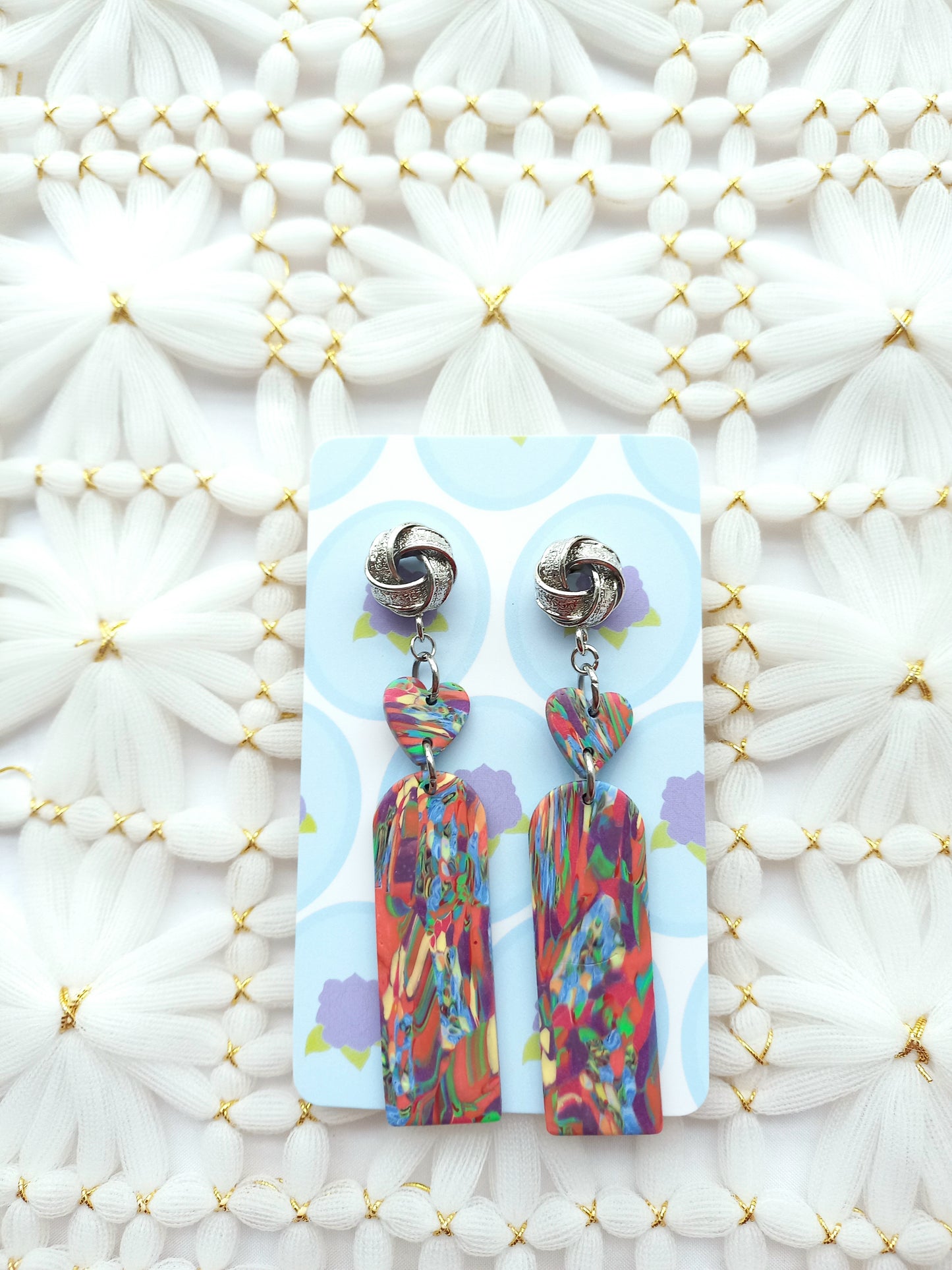 Multi Coloured Heart Arch Earrings | Love Collection