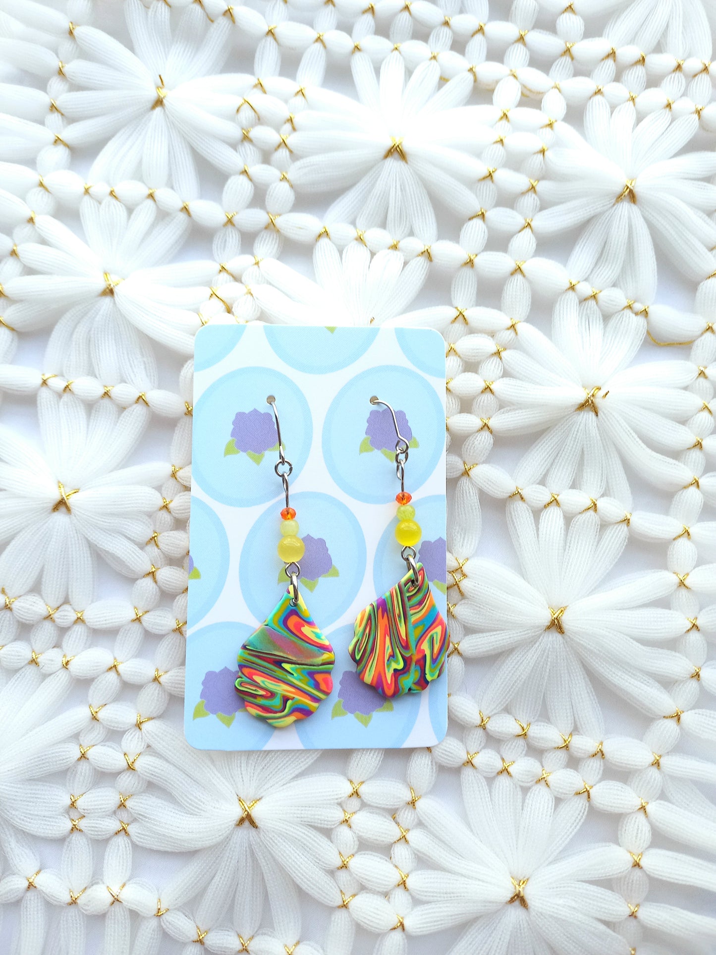 Scalloped Multicoloured Swirl Earrings
