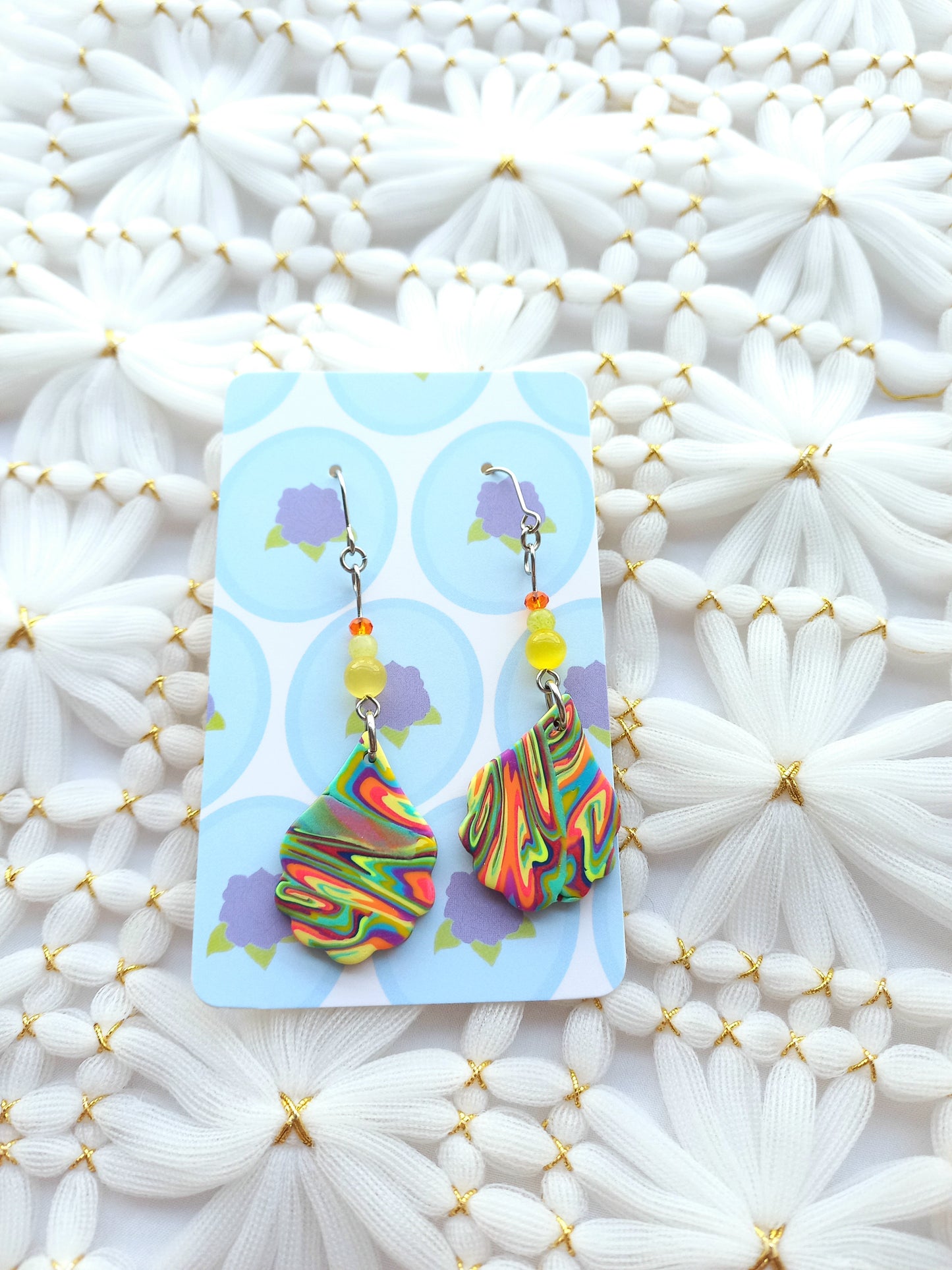 Scalloped Multicoloured Swirl Earrings
