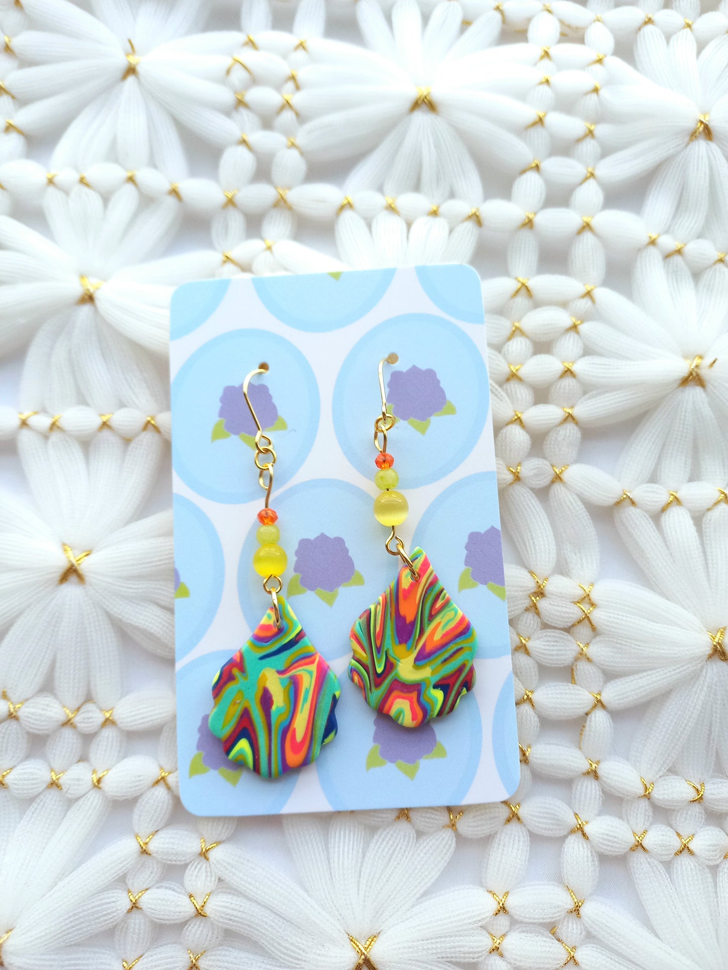 Scalloped Multicoloured Swirl Earrings