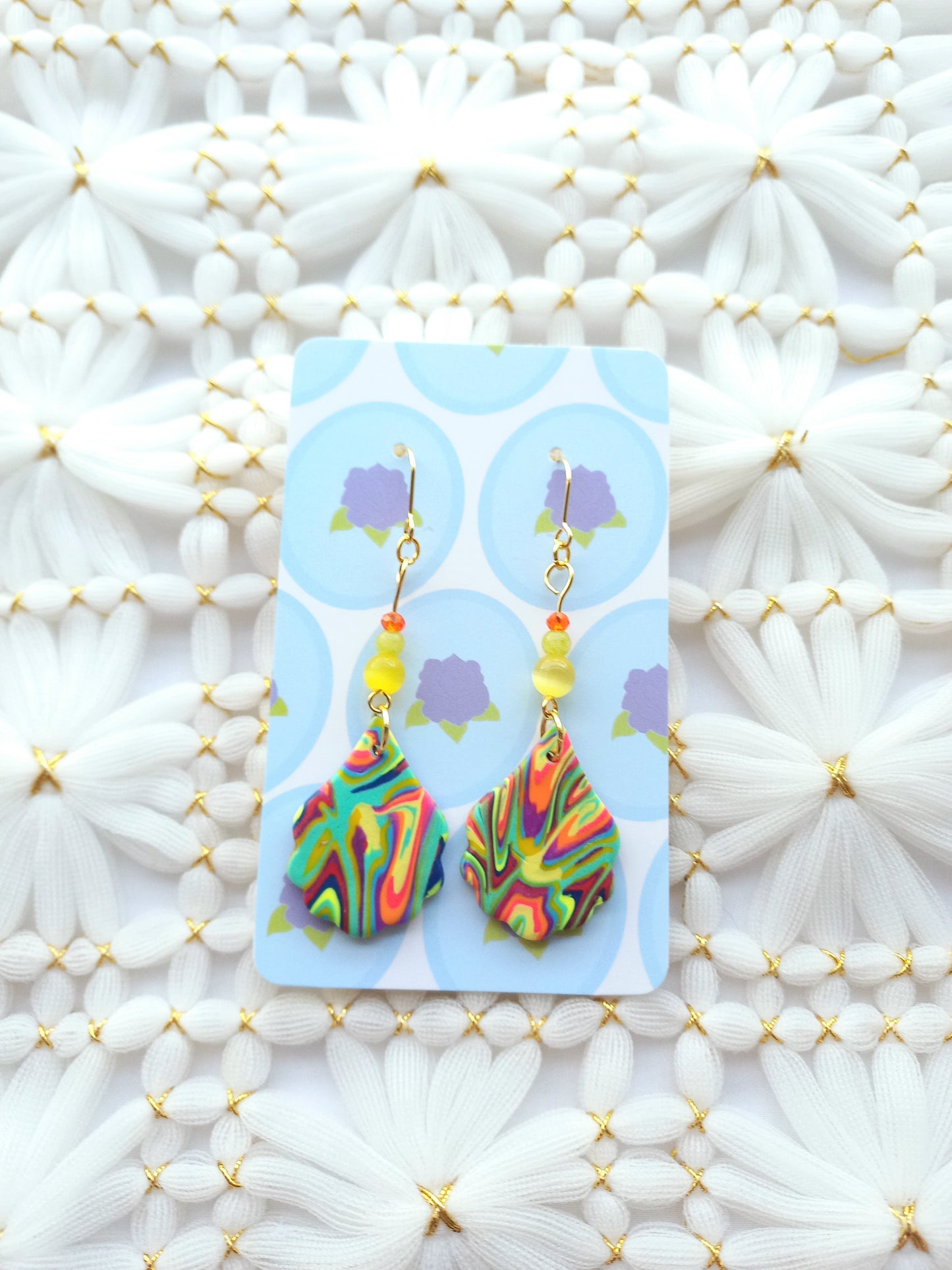 Scalloped Multicoloured Swirl Earrings