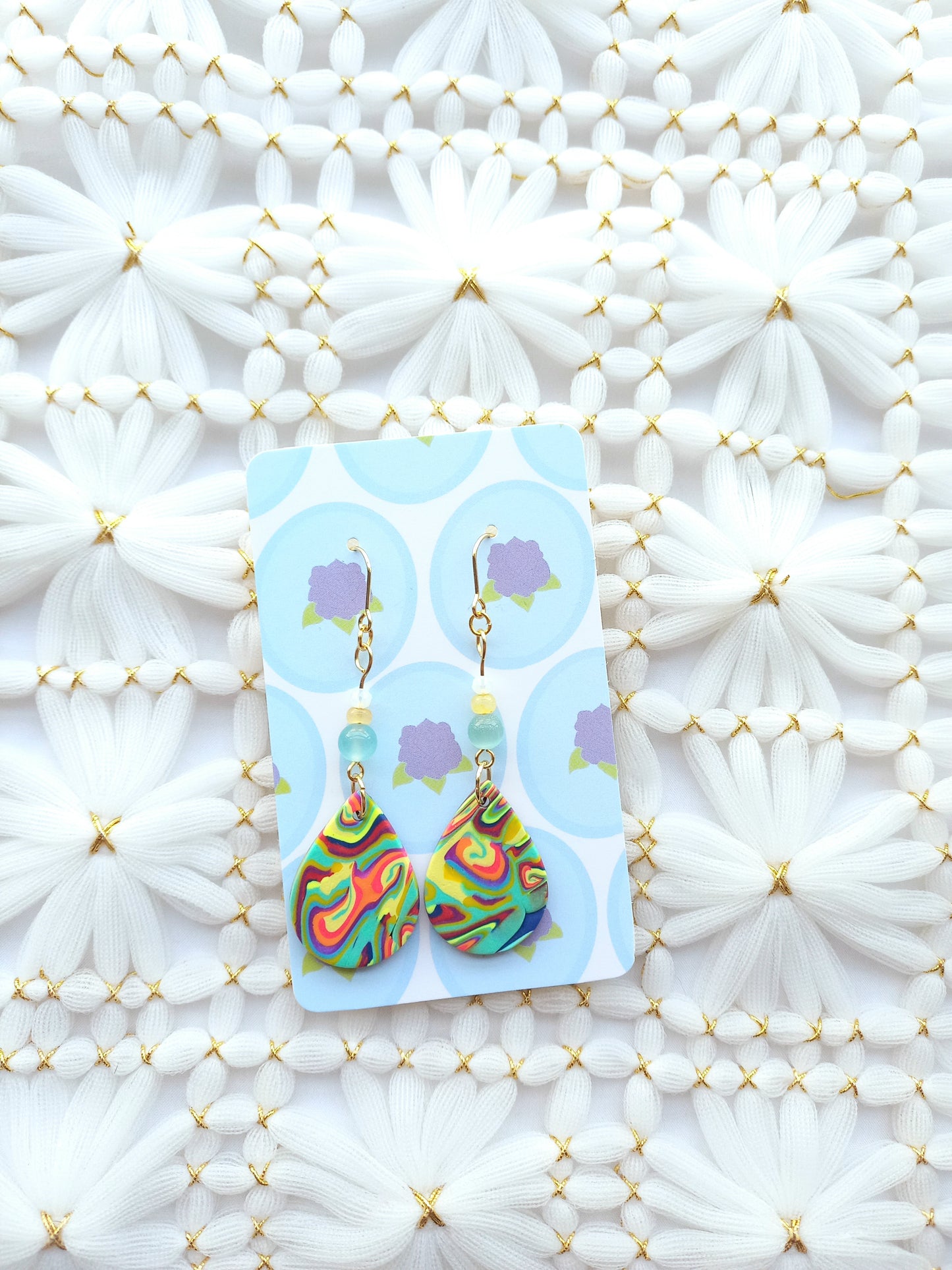 Multicoloured Swirl Teardrop Earrings