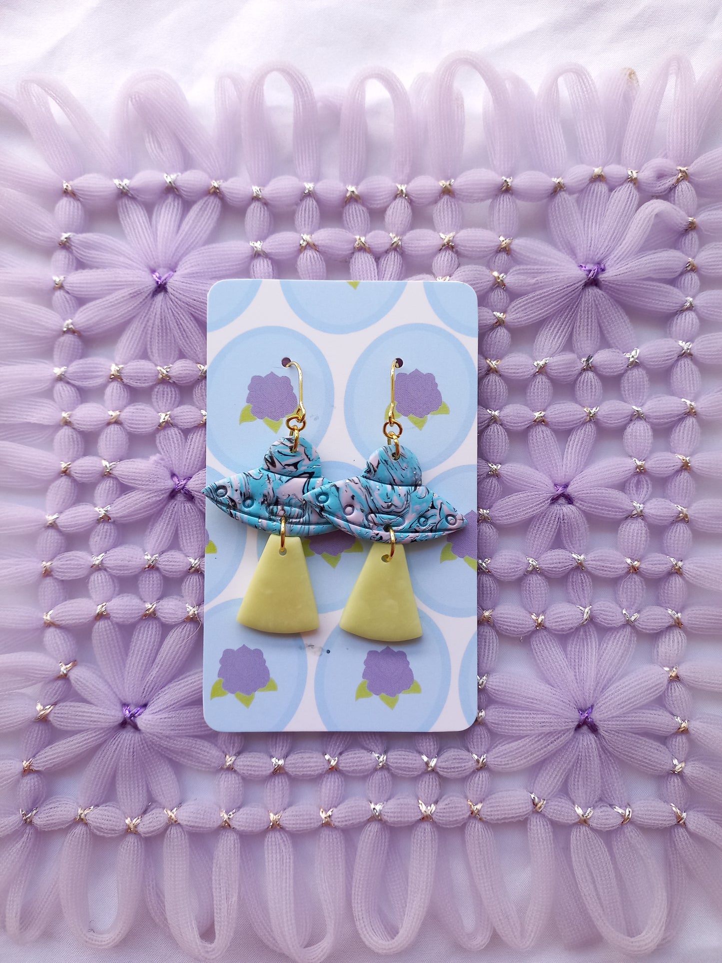 Blue & Pink Glow in the dark UFO Earrings | Fantasy