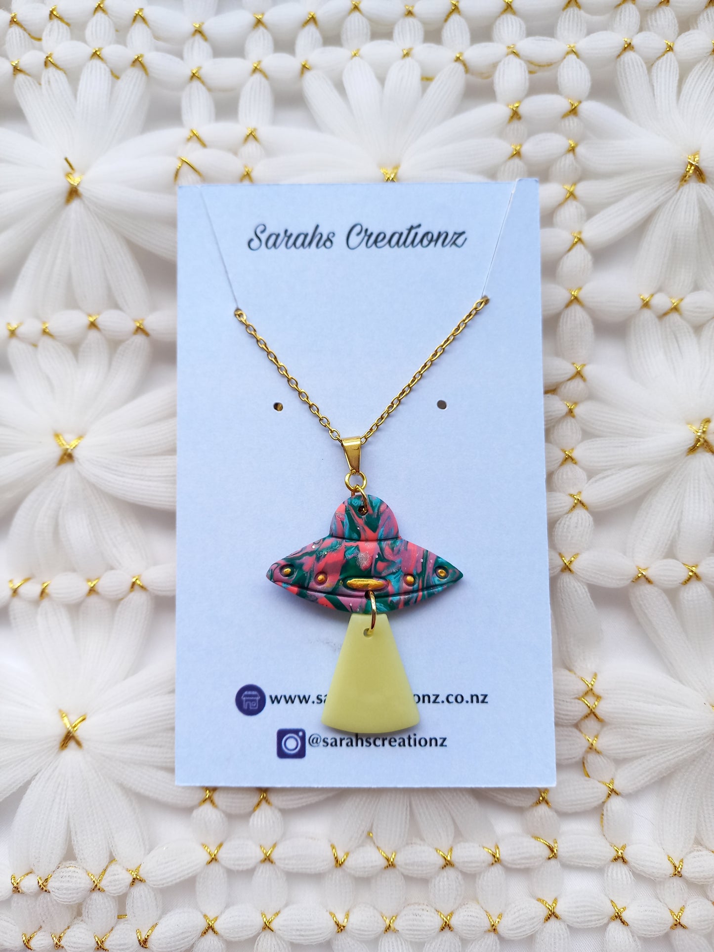 Multi-Coloured Glow in the dark UFO Necklace | Fantasy