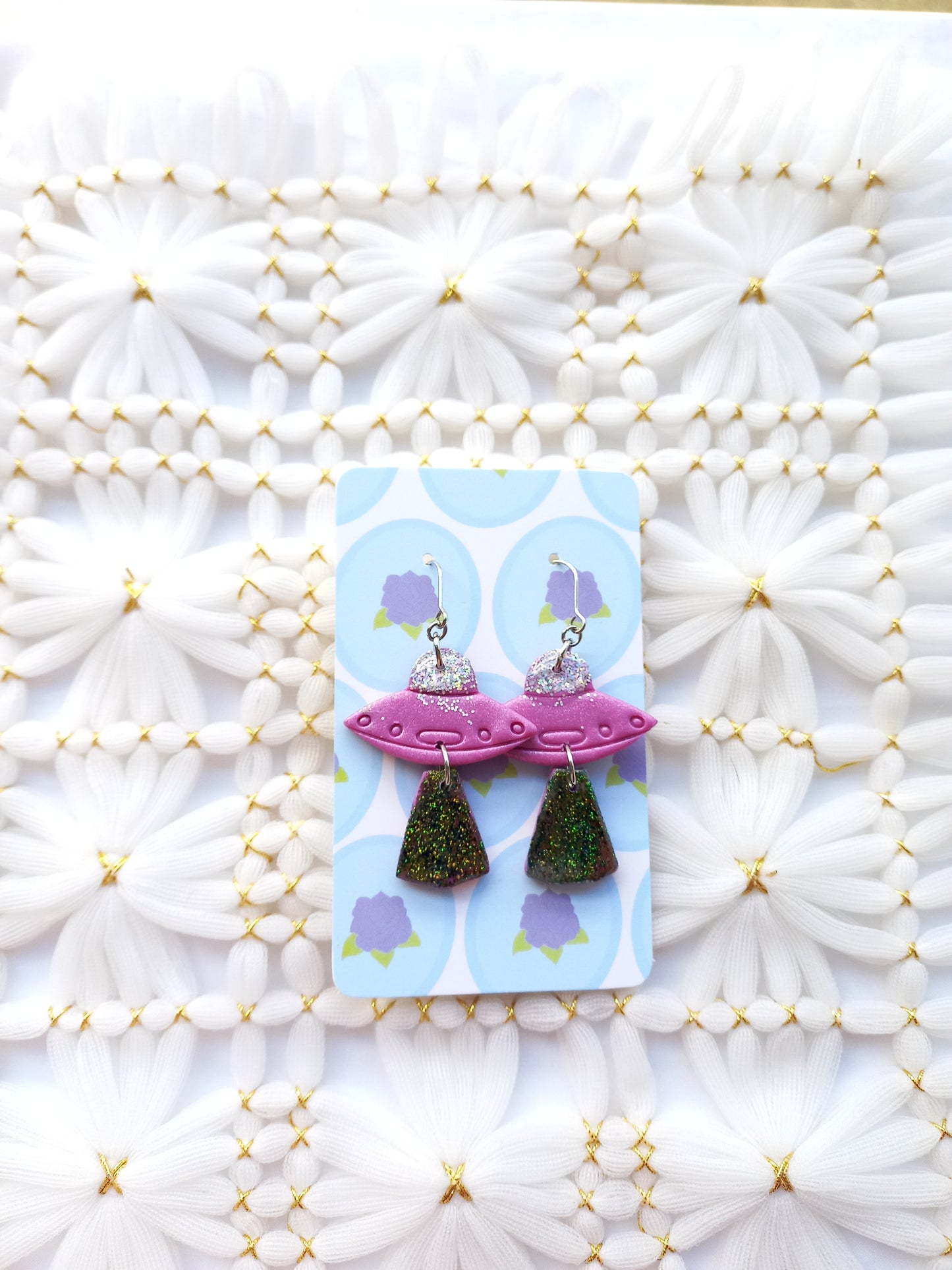 Purple & Green UFO Earrings | Fantasy