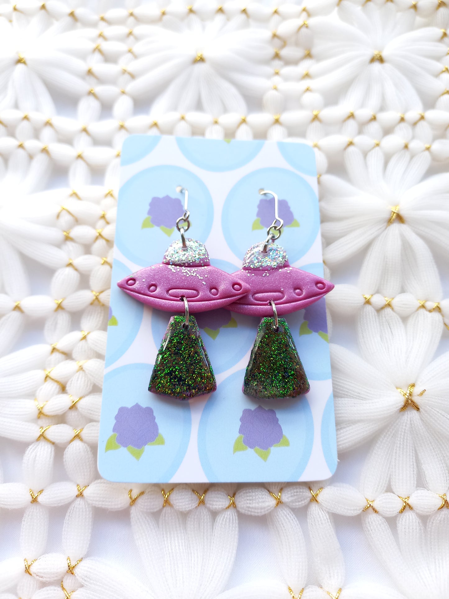 Purple & Green UFO Earrings | Fantasy