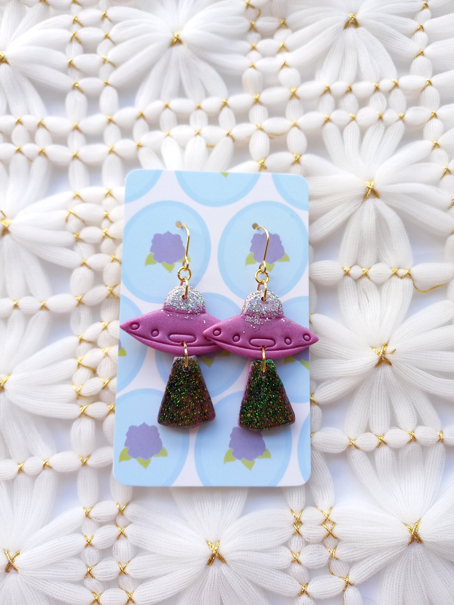 Purple & Green UFO Earrings | Fantasy